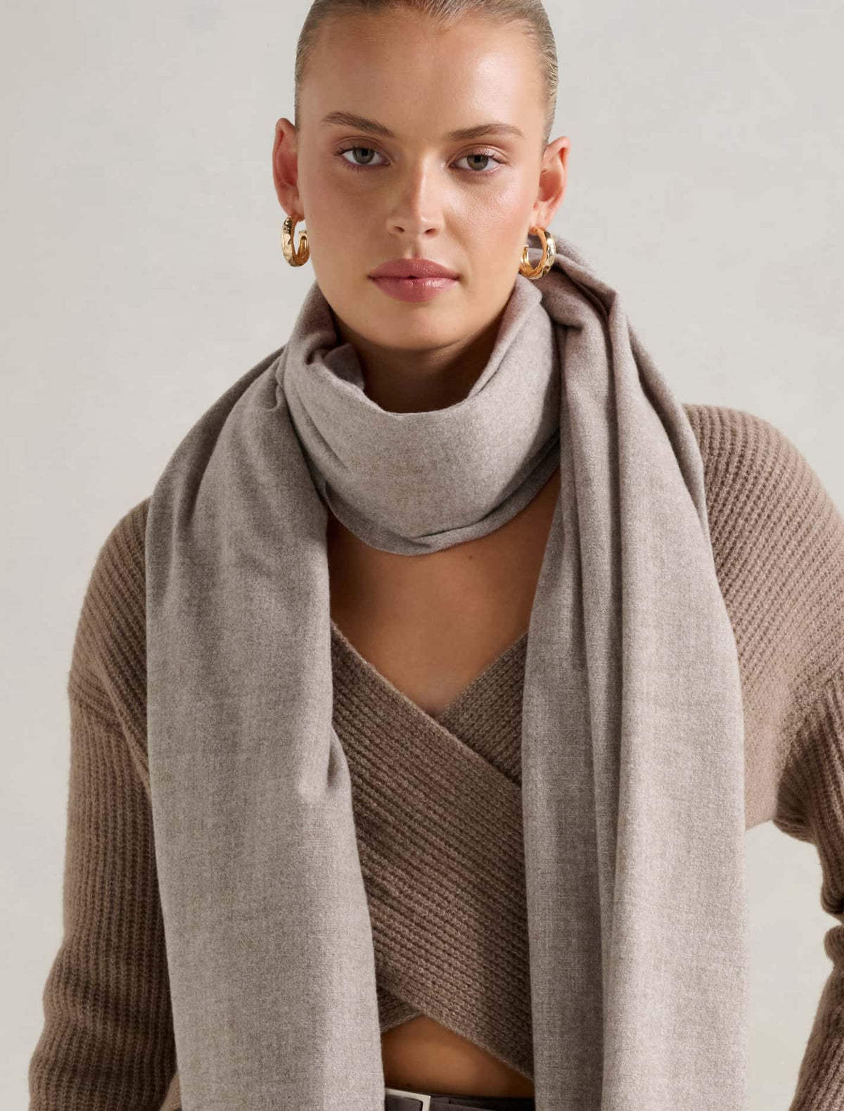 Sasha Solid Scarf Beige Marle