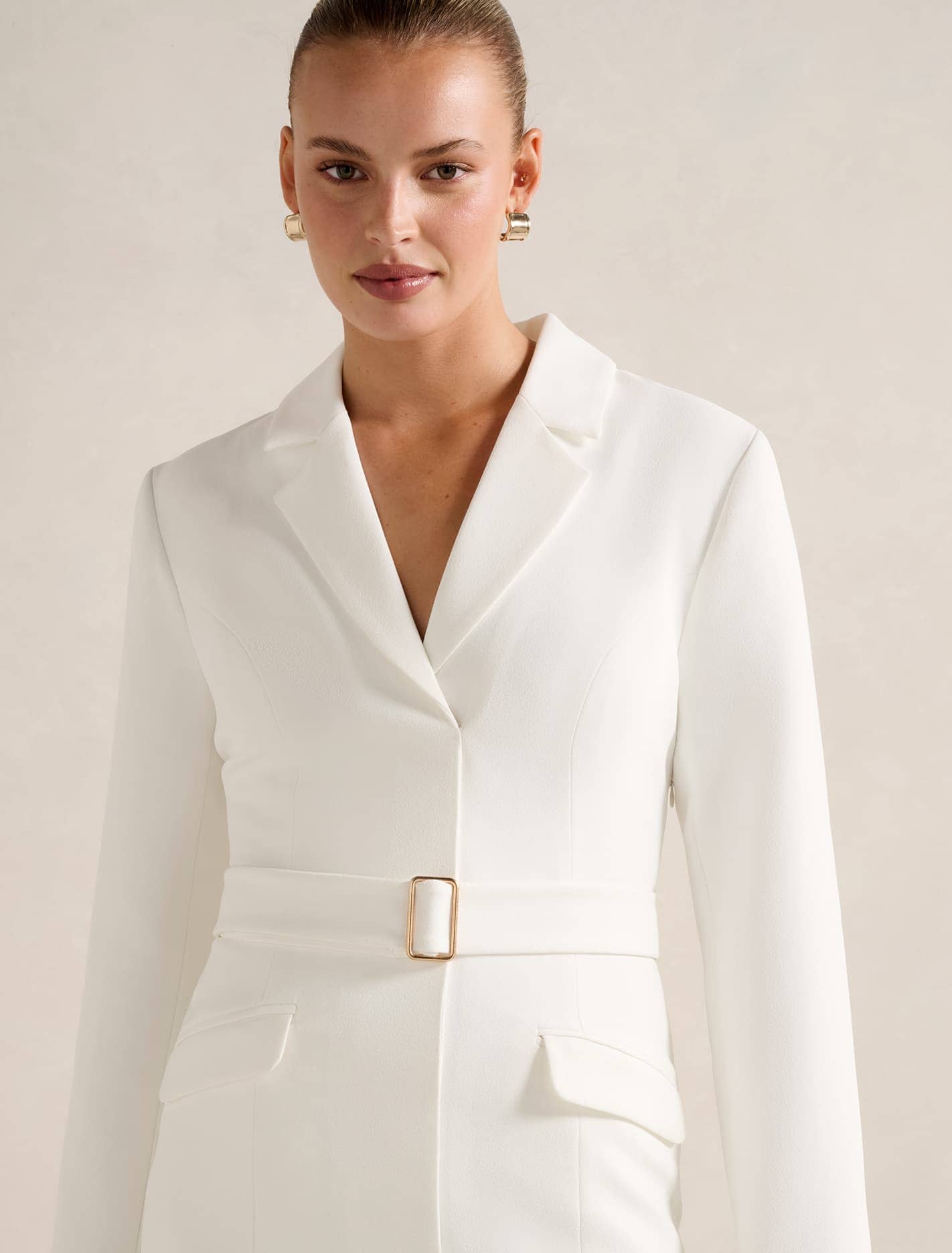 Christine Blazer Mini Dress Porcelain