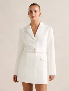 Christine Blazer Mini Dress Porcelain