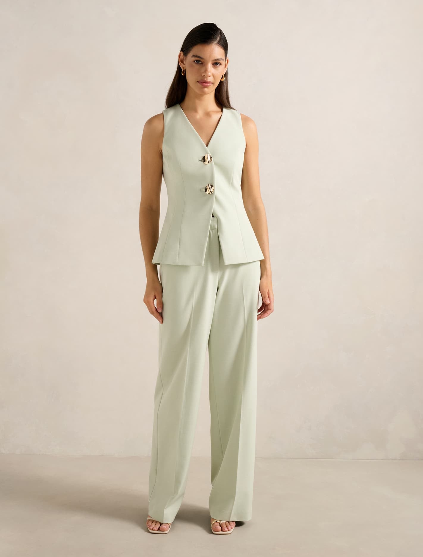 Veda Long Waistcoat Peppermint Suit