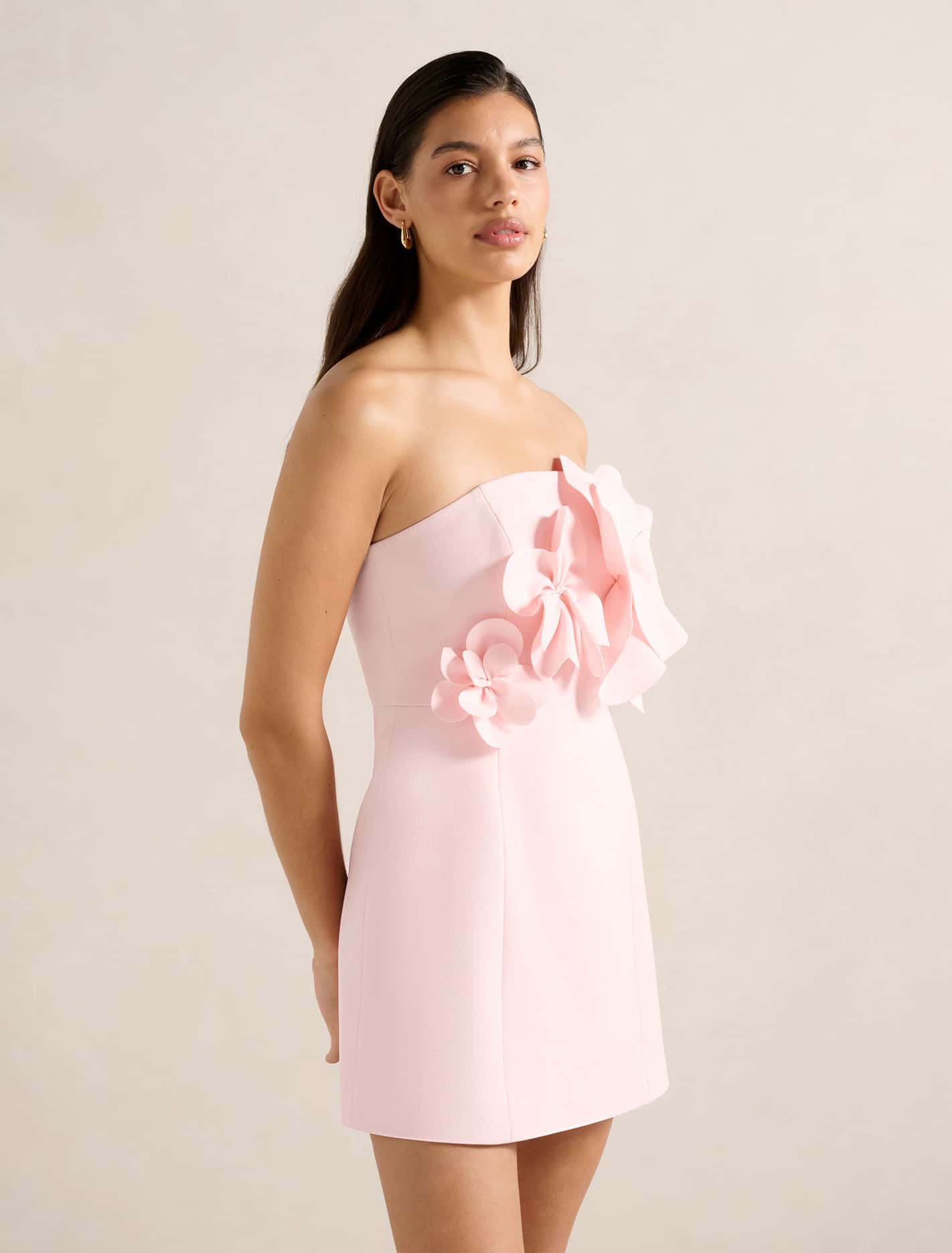 Tessa Flower Mini Dress Soft Pink