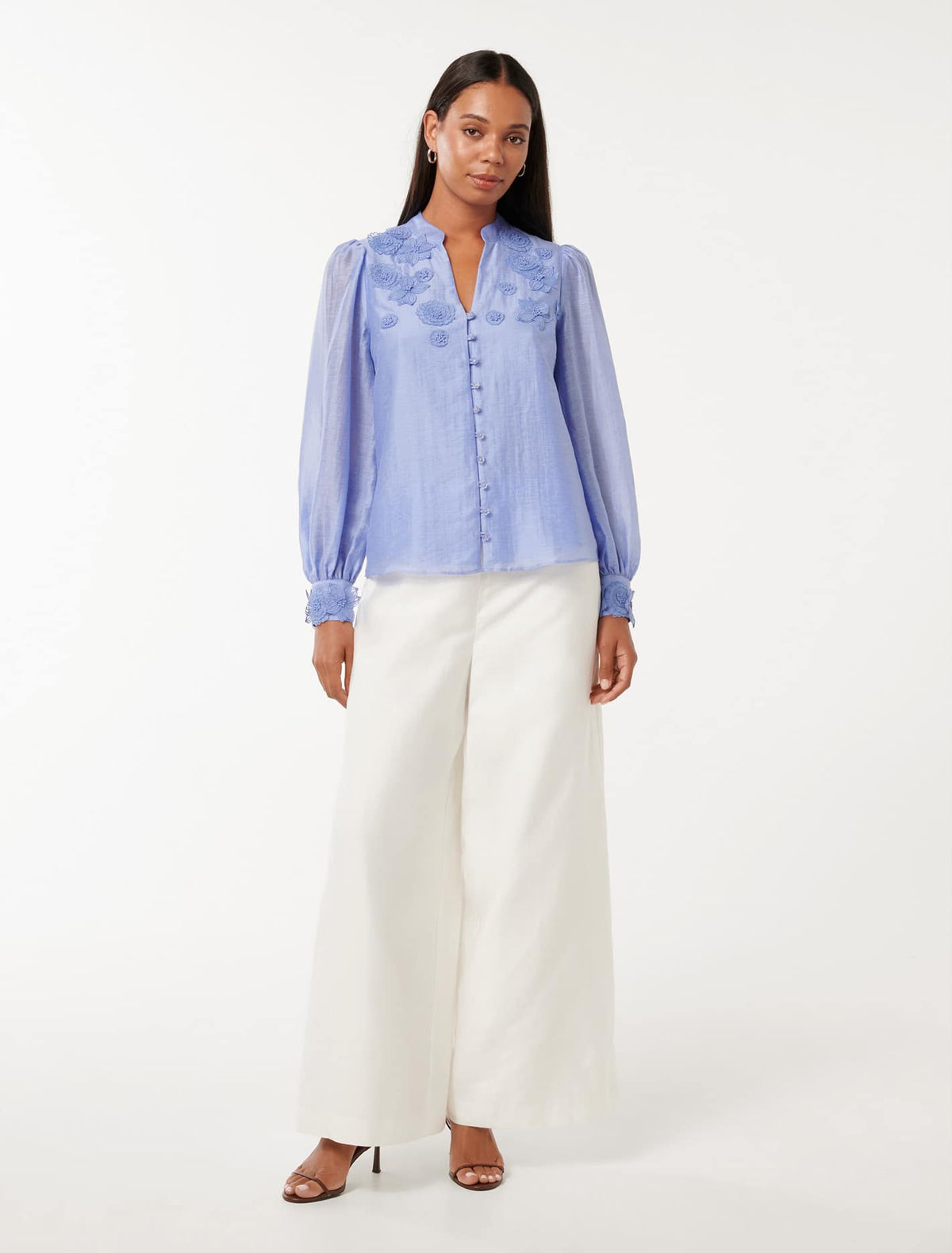 Indigo Applique Blouse Hydrangea