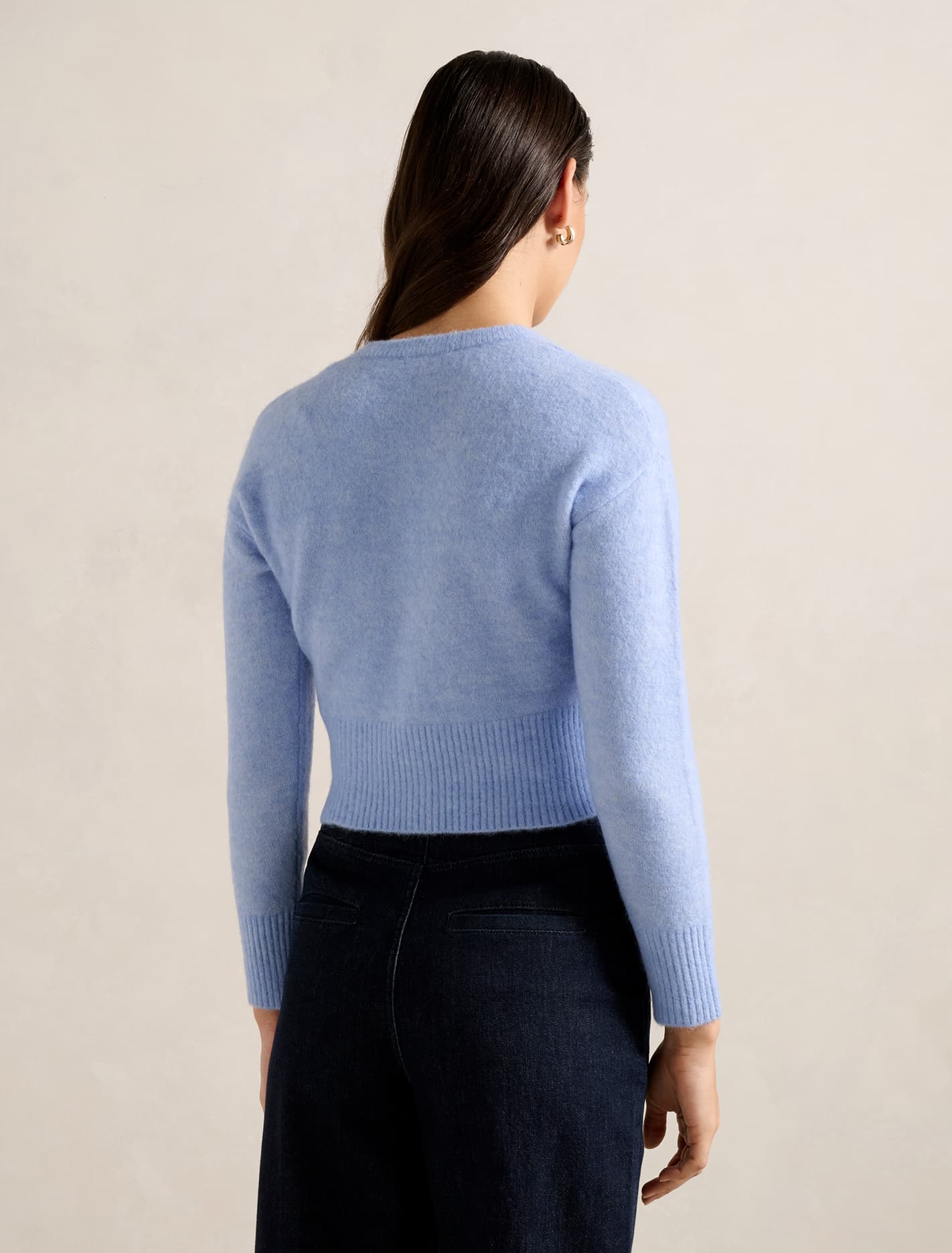 Tilly Crew Neck Cardigan Dusty Blue