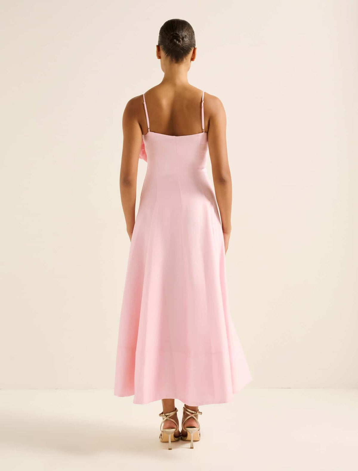 Felicia Flower Detail Midi Dress Soft Pink