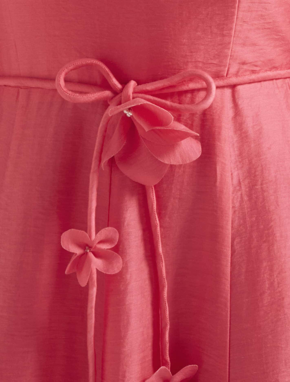 Cora Floral Applique Midi Dress Bright Pink