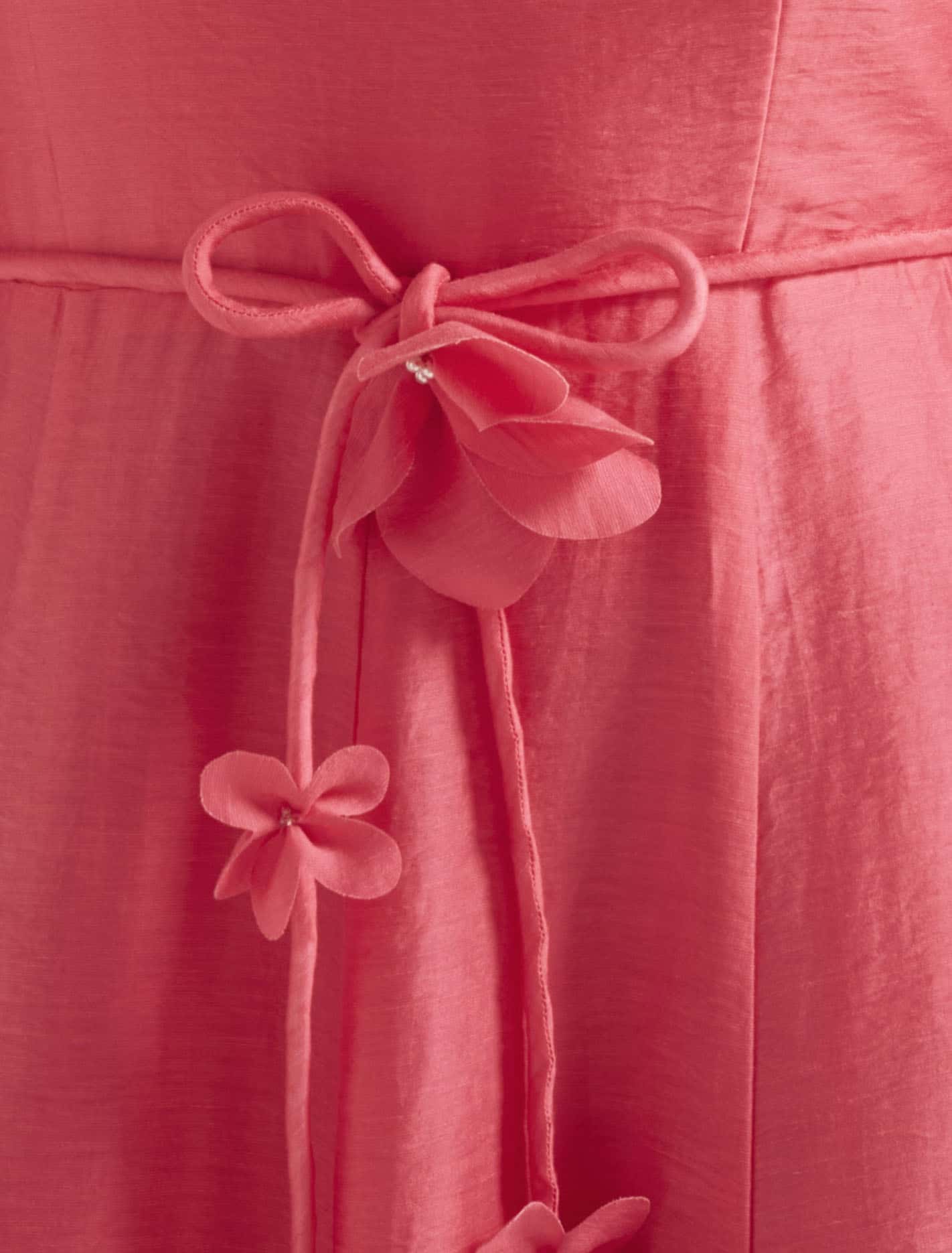 Cora Floral Applique Midi Dress Bright Pink