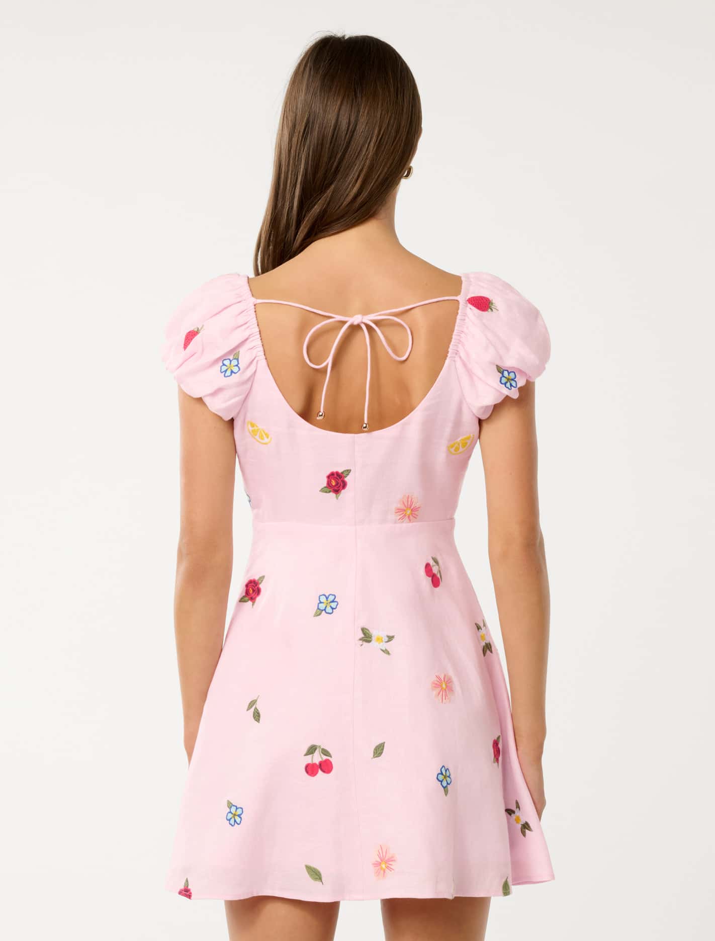Clara Embroidered Linen Mini Cotton Candy