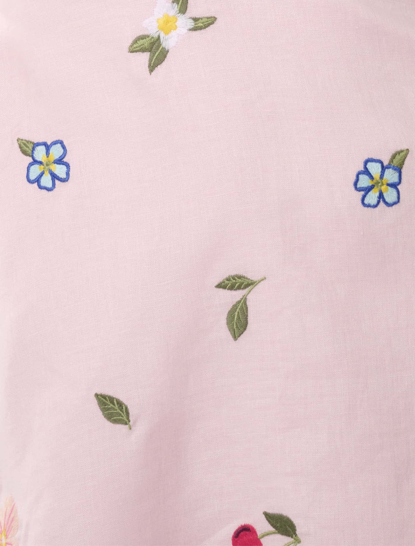 Clara Embroidered Linen Mini Cotton Candy