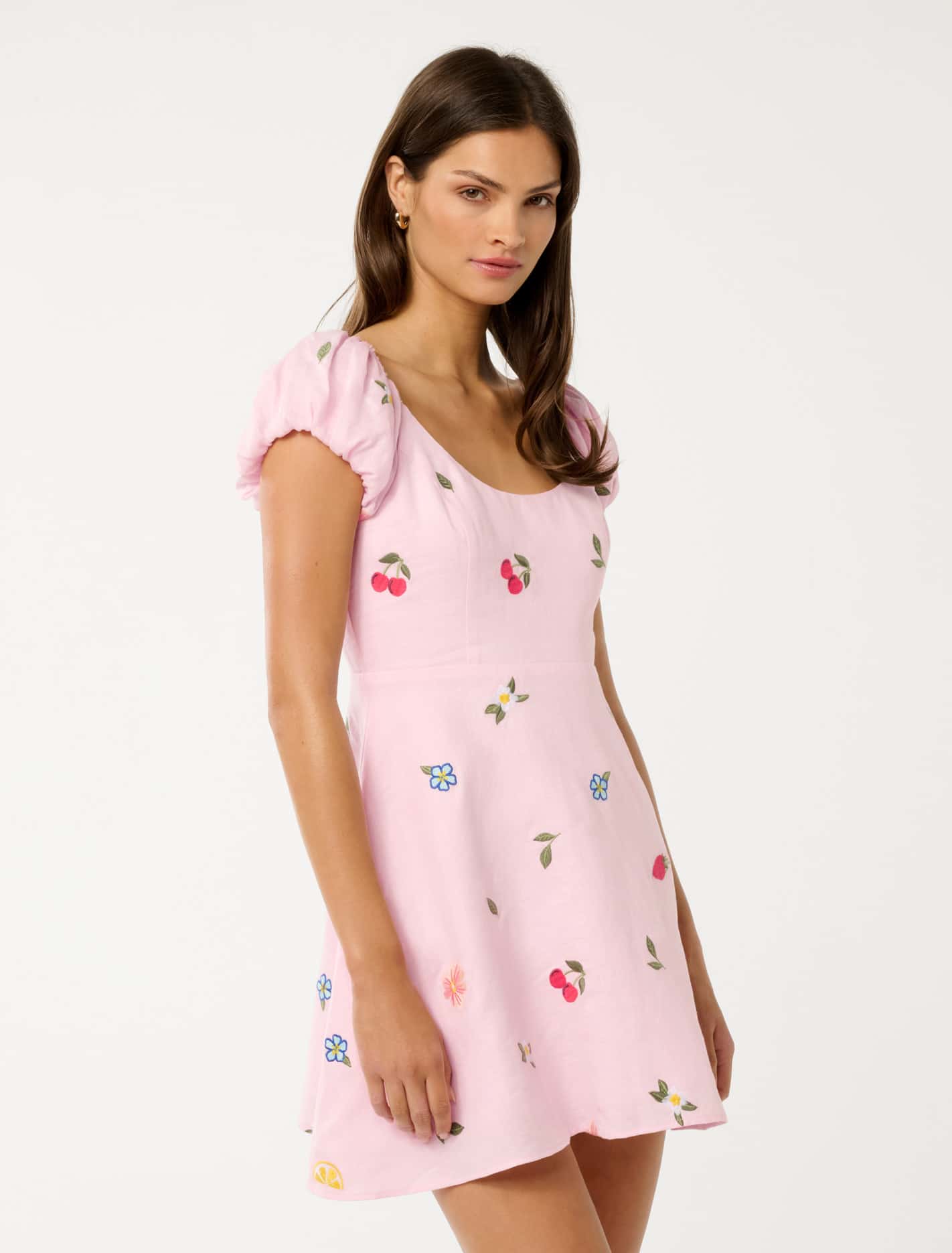 Clara Embroidered Linen Mini Cotton Candy