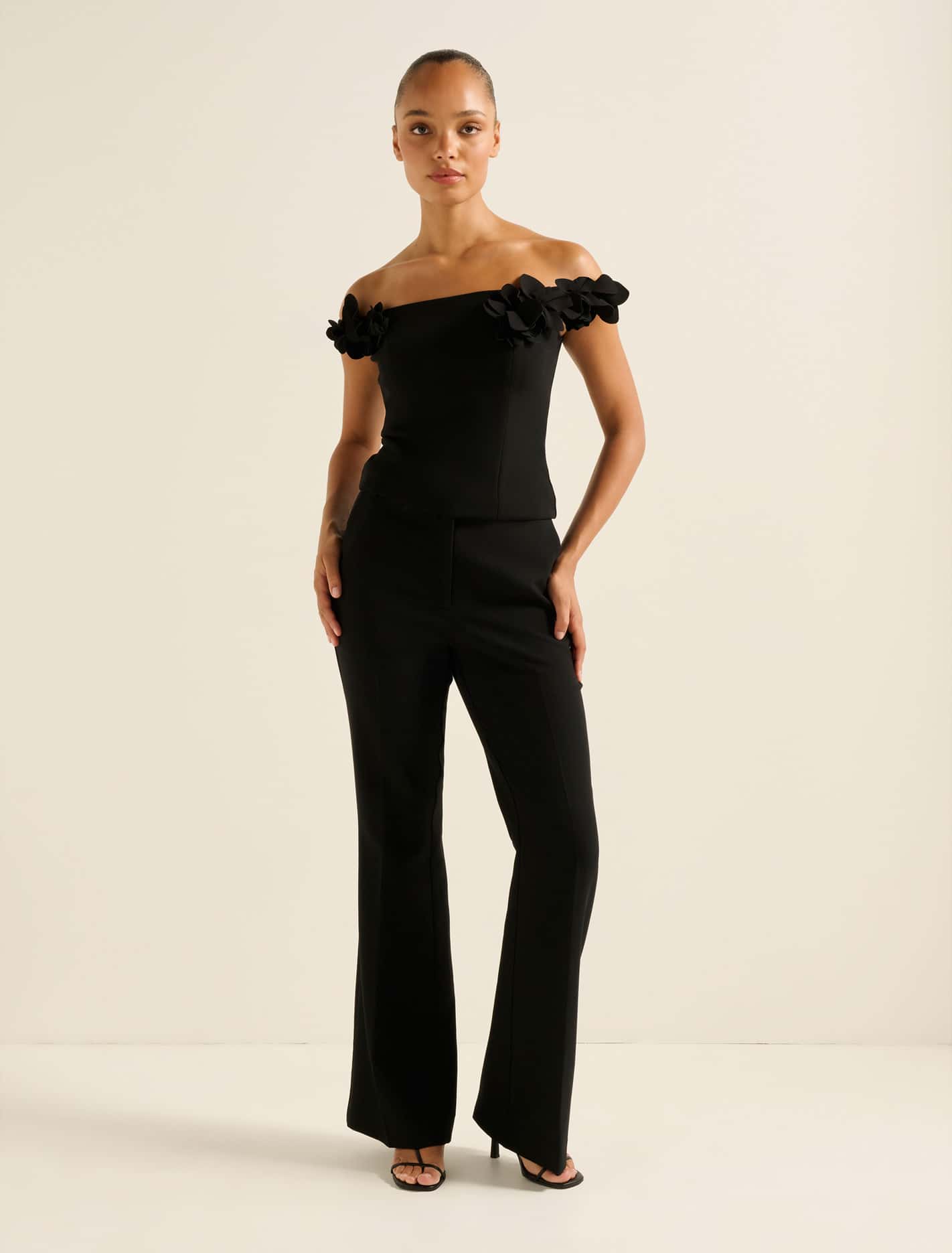 Faye Applique Bardot Black