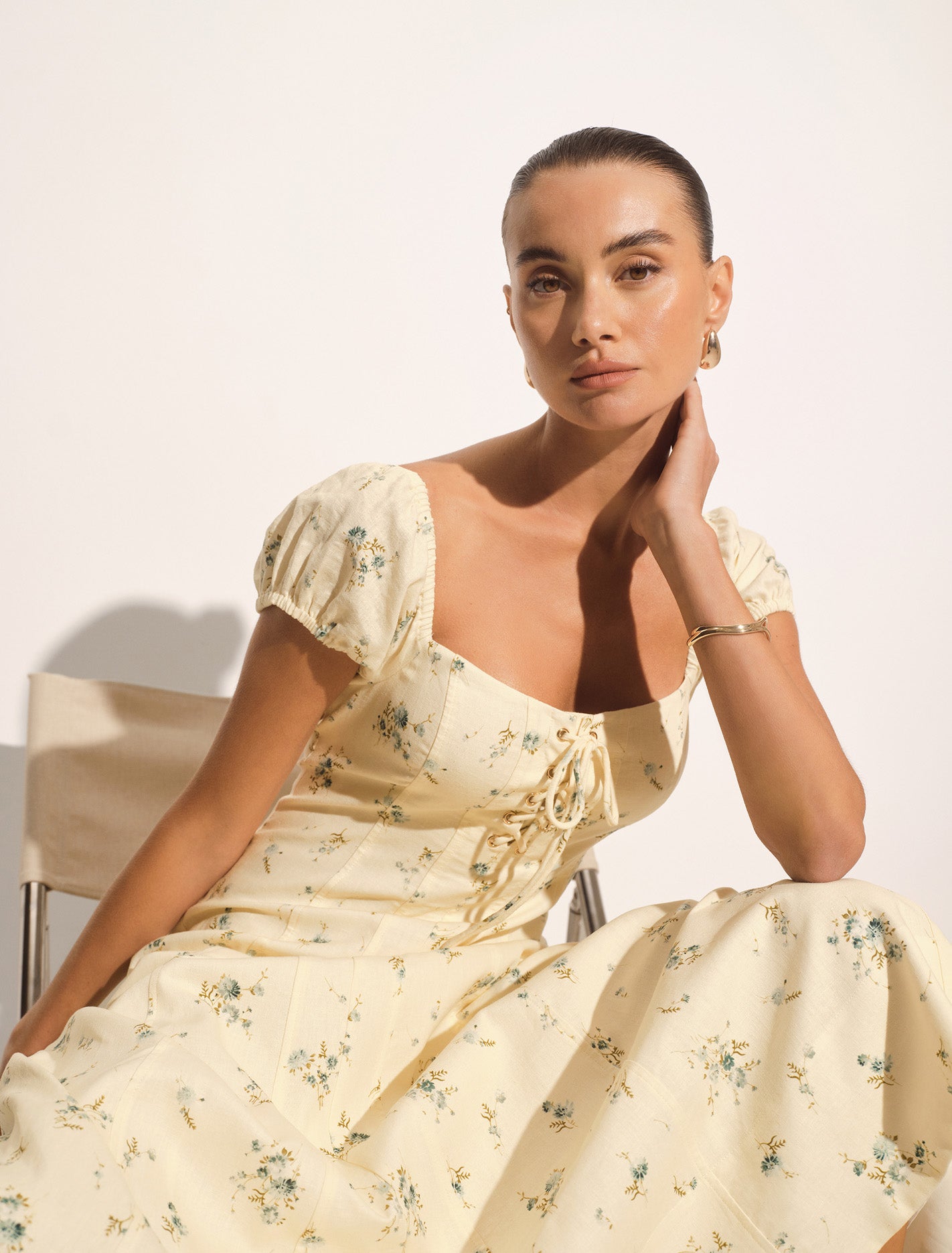 Sallie Tie Front Midi Dress Elmira Ditsy