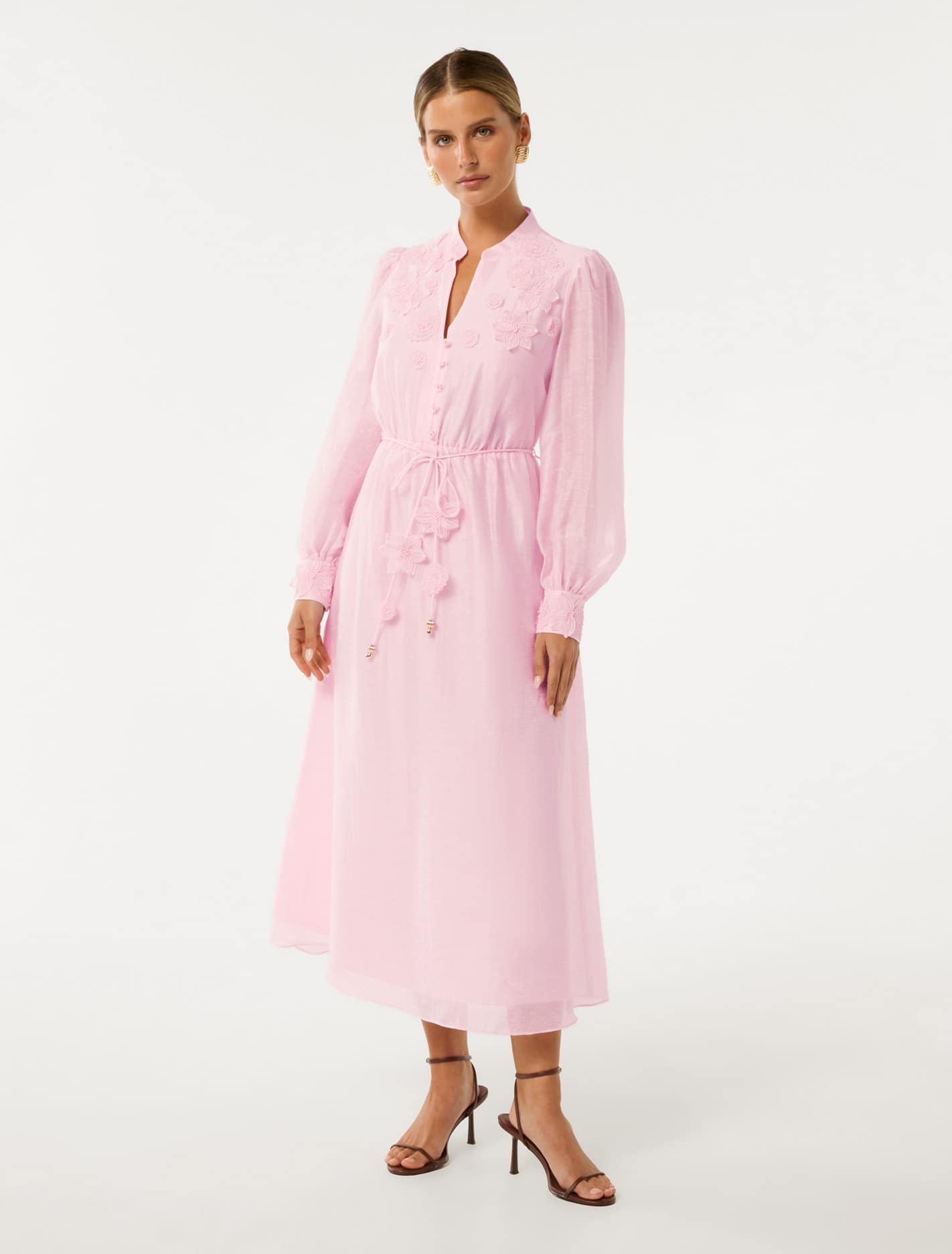 Yasmin Petite Floral Detail Midi Dress Festival Bloom