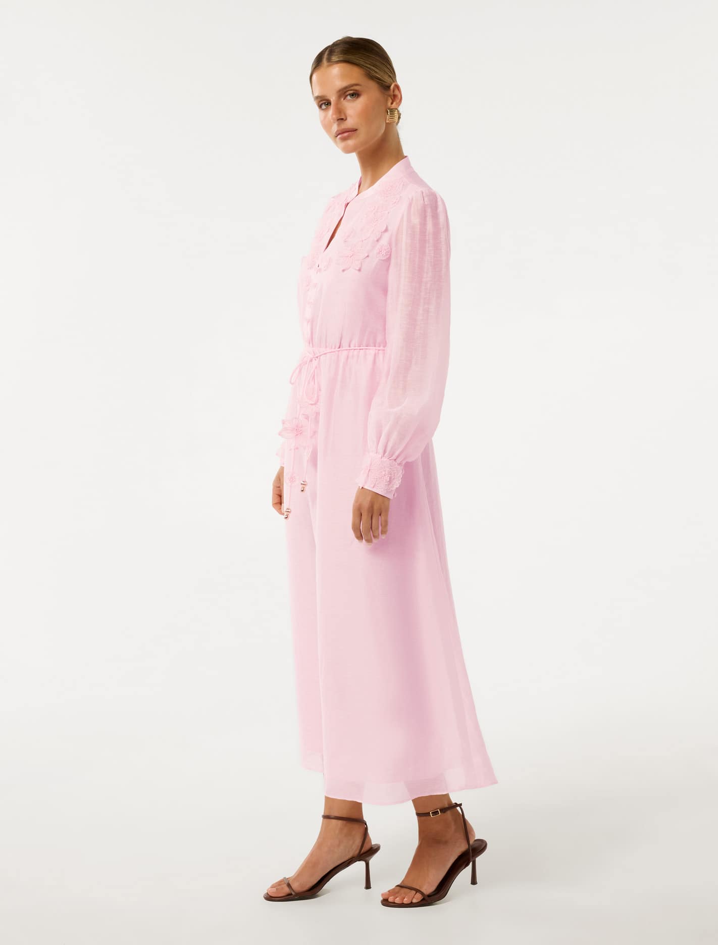 Yasmin Petite Floral Detail Midi Dress Festival Bloom
