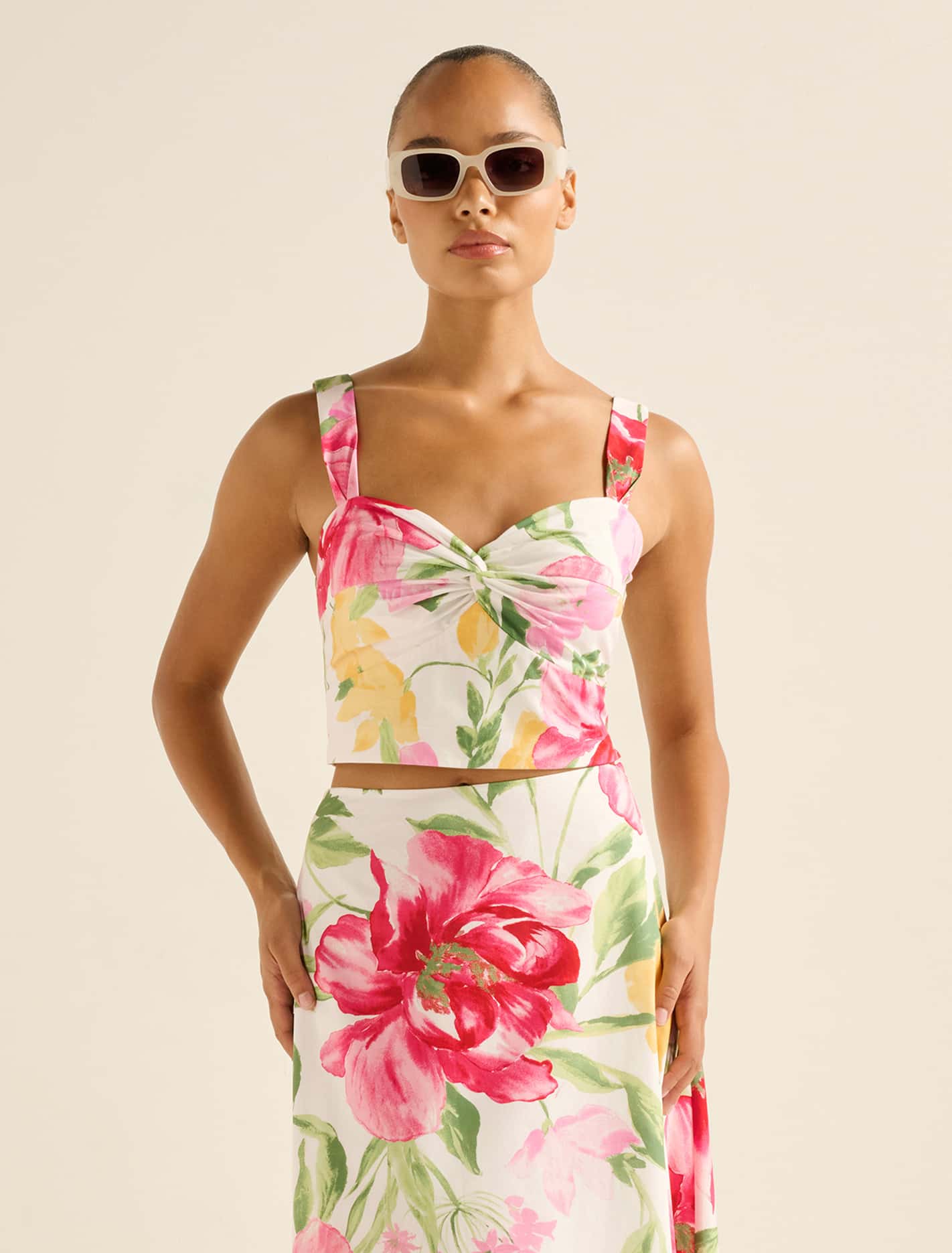 Talia Twist Front Bustier Top Lyell Floral Co-ord