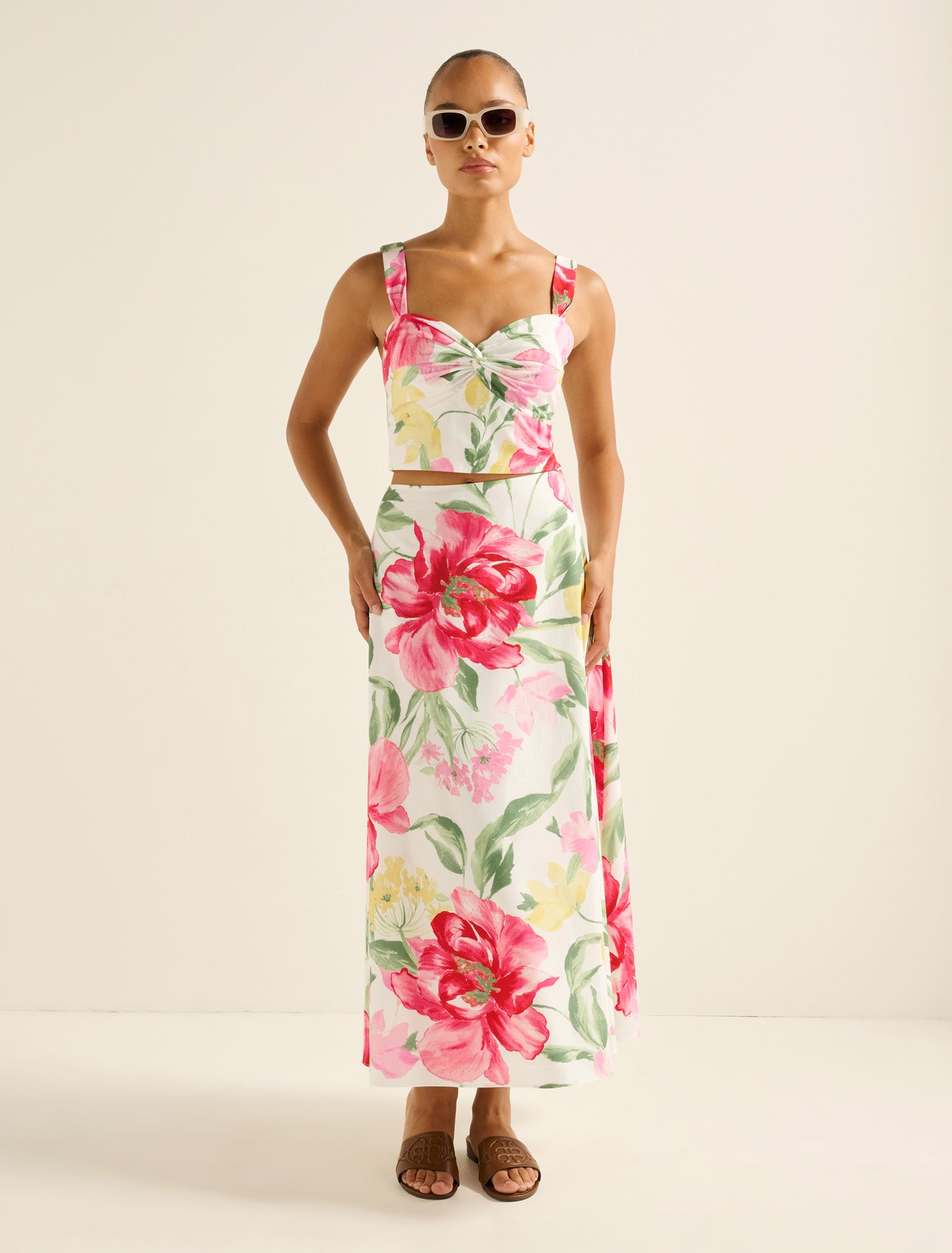 Talia Twist Front Bustier Top Lyell Floral Co-ord