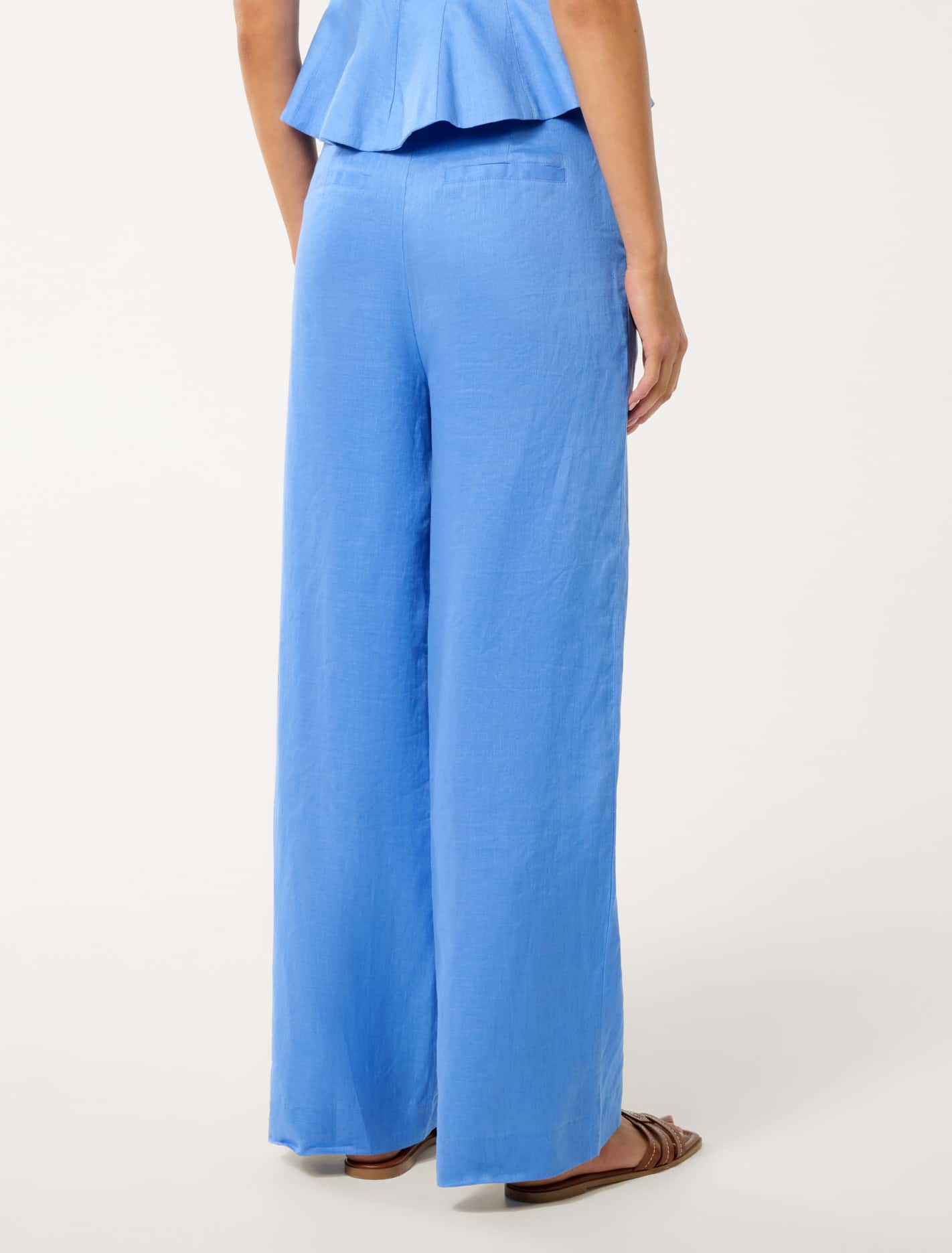 Penny Linen Wide Leg Pant Blue Lake Co-ord