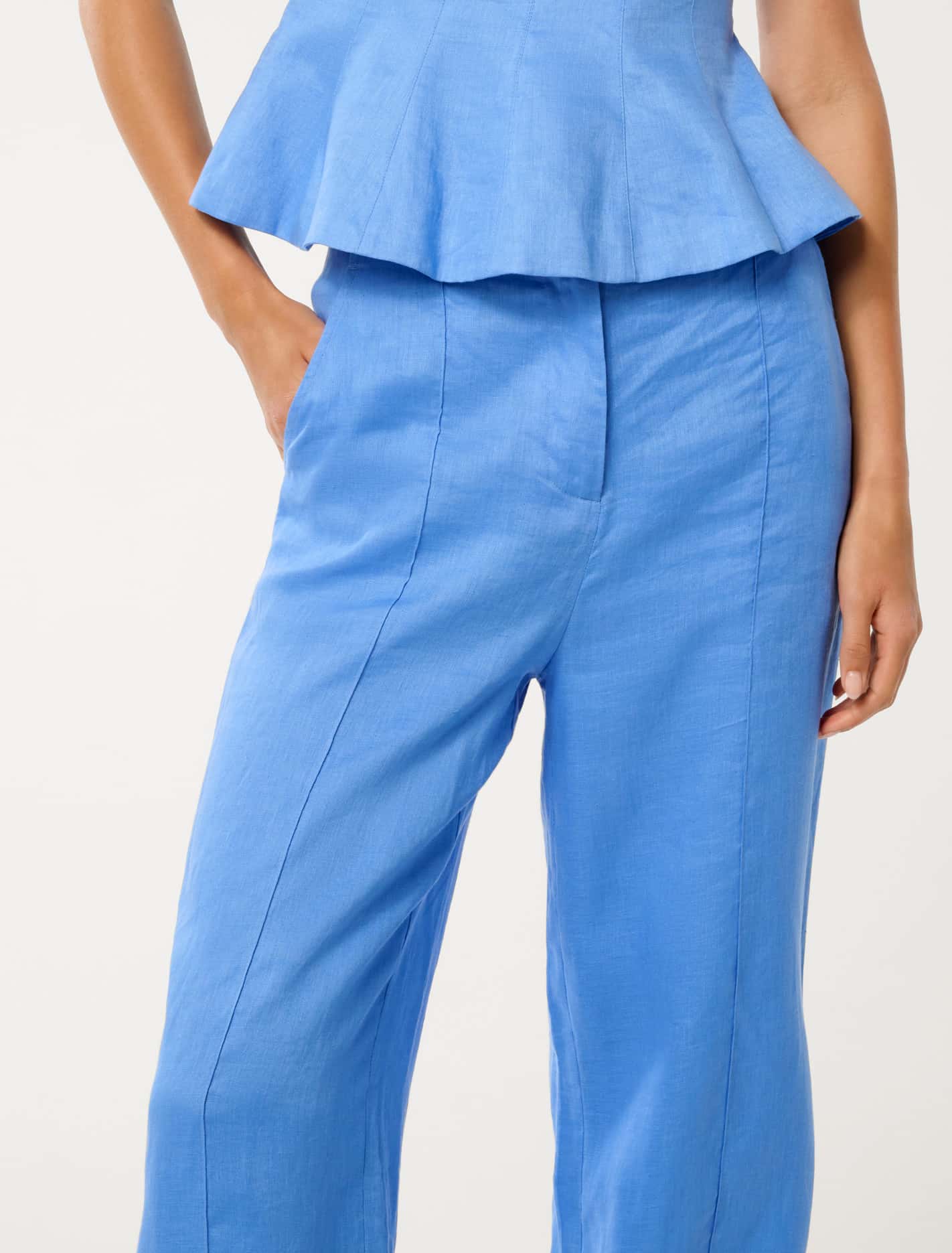 Penny Linen Wide Leg Pant Blue Lake Co-ord