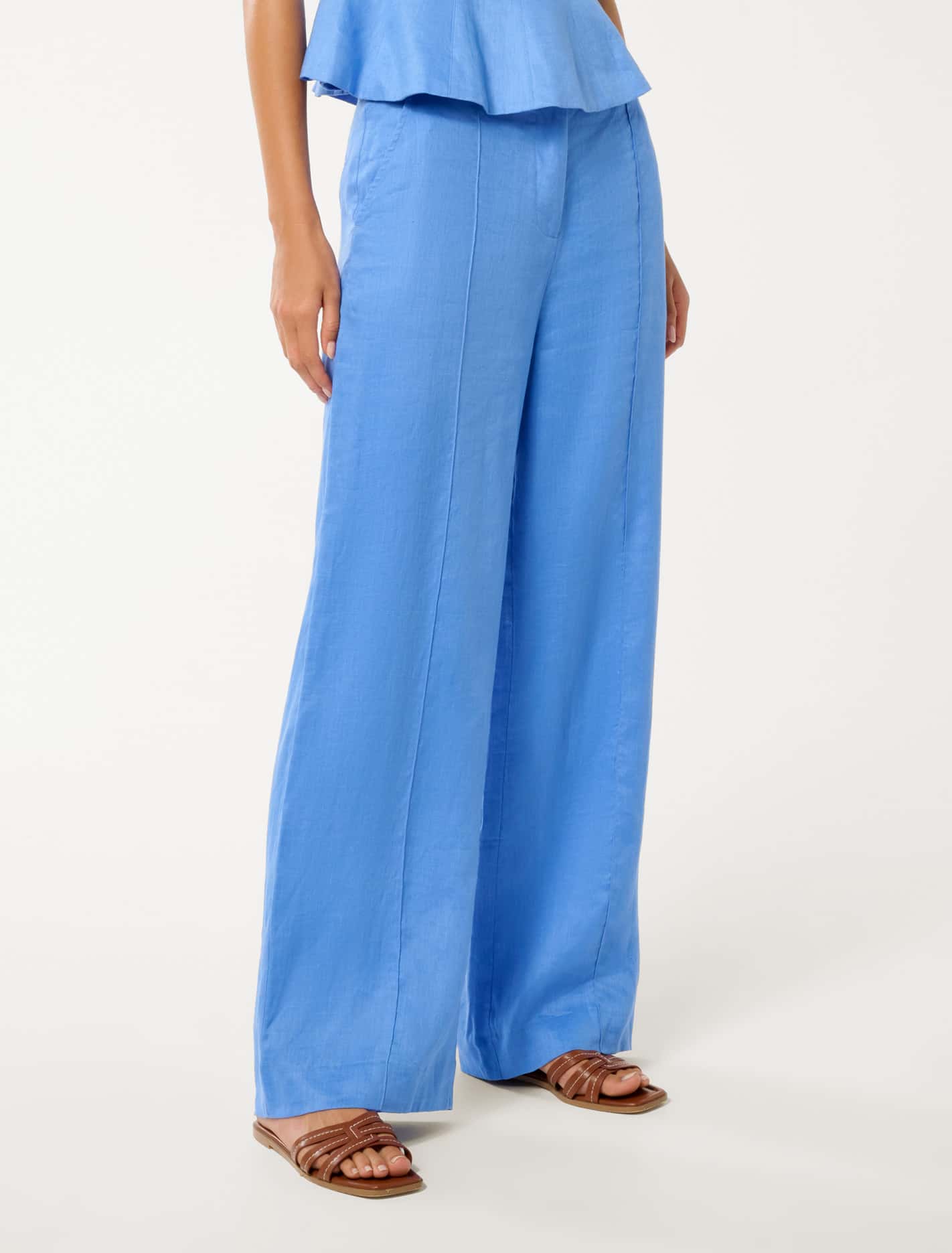 Penny Linen Wide Leg Pant Blue Lake Co-ord