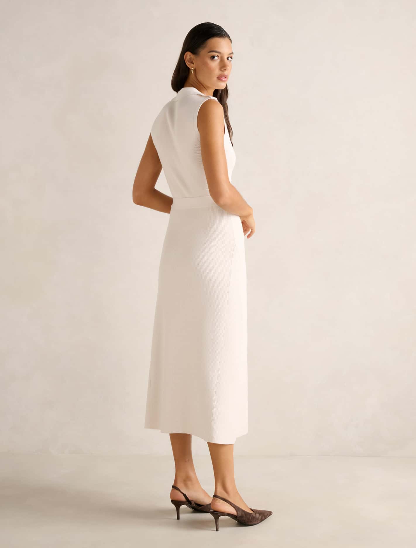 Leia Knit Midi Dress Cream