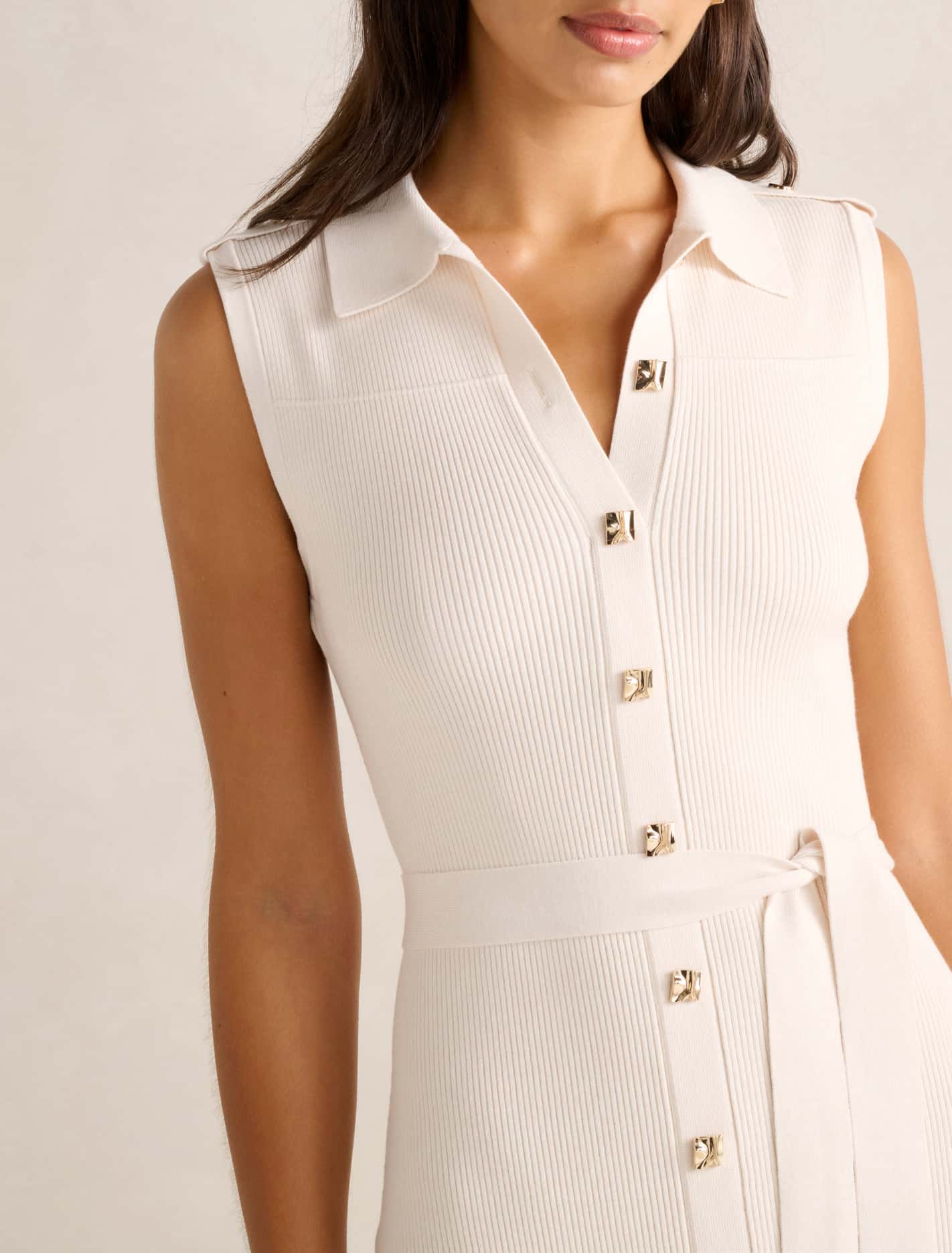 Leia Knit Midi Dress Cream