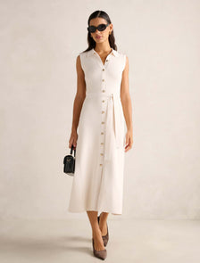 Leia Knit Midi Dress Cream