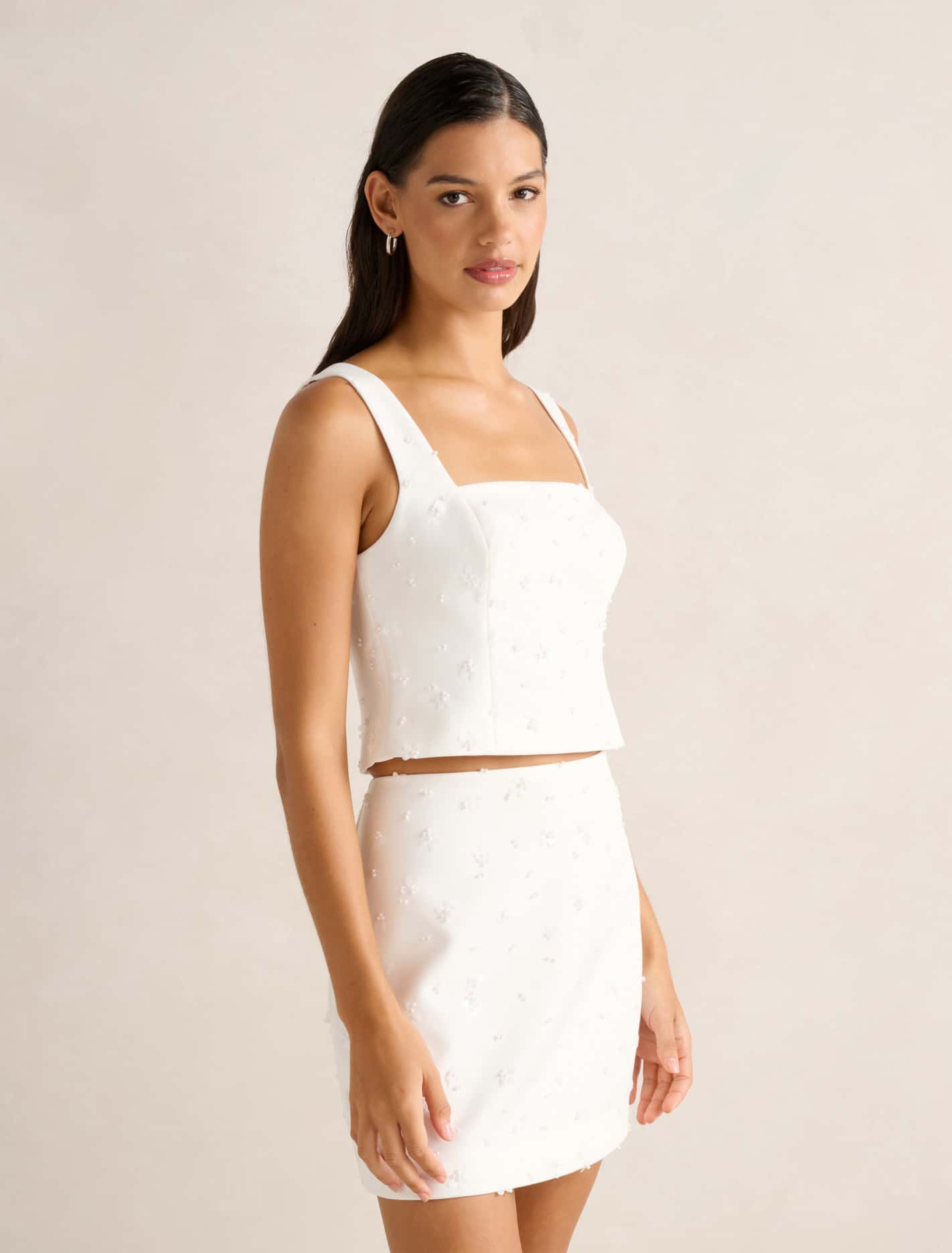 Margot Embellished Top Porcelain Co-Ord