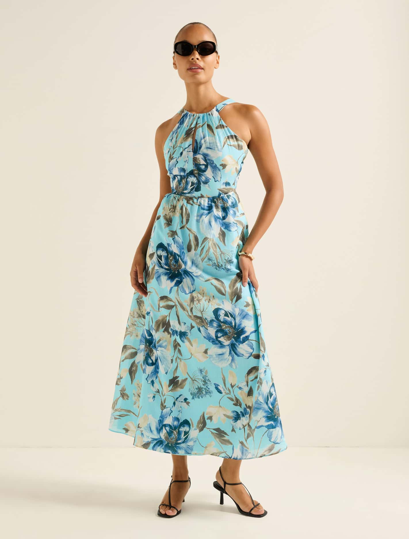 Dakota Printed Halter Midi Dress Lyell Floral