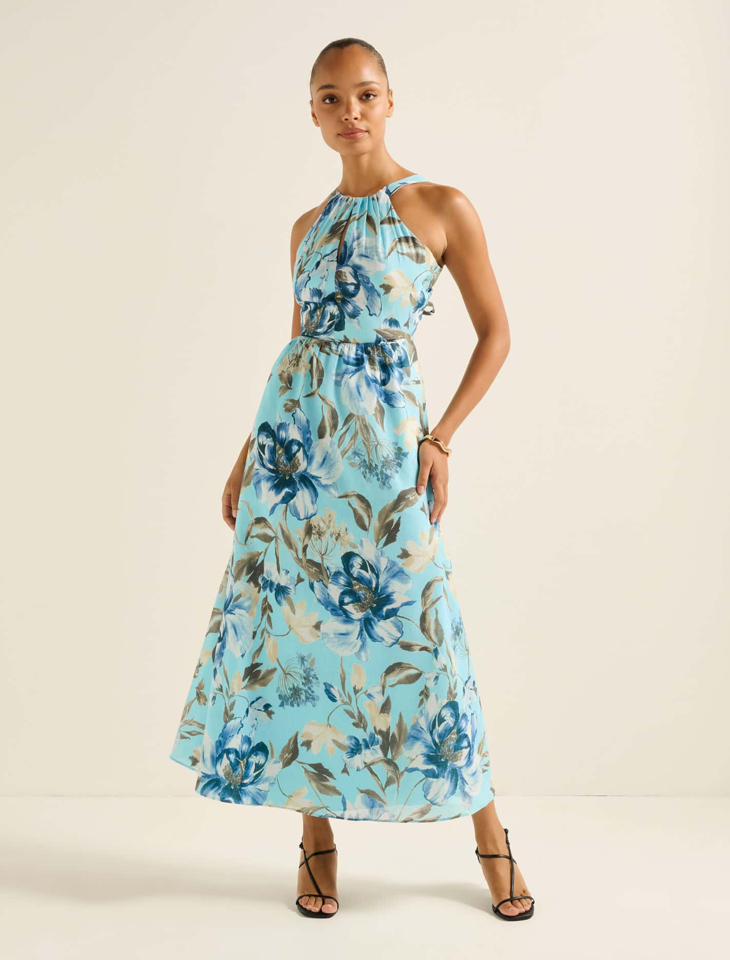 Dakota Printed Halter Midi Dress Lyell Floral