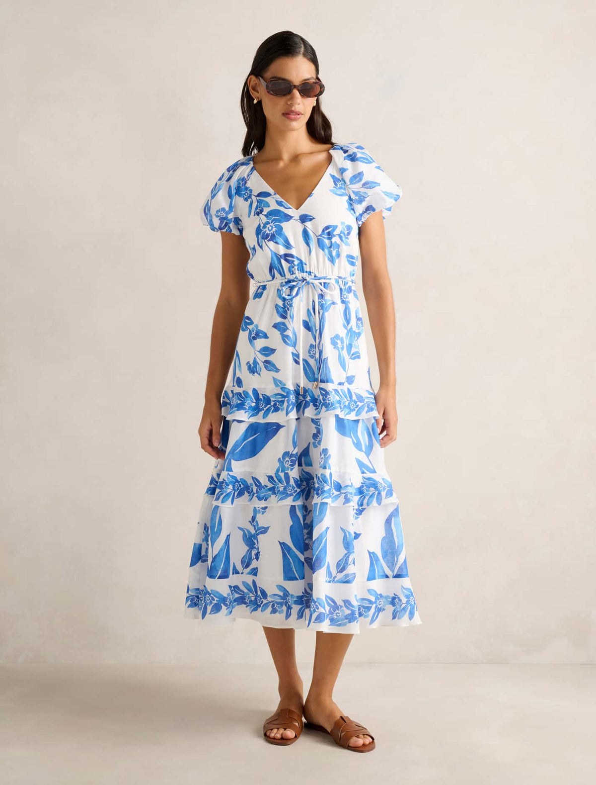 Iris Tiered Ruffle Midi Dress Lantana Floral