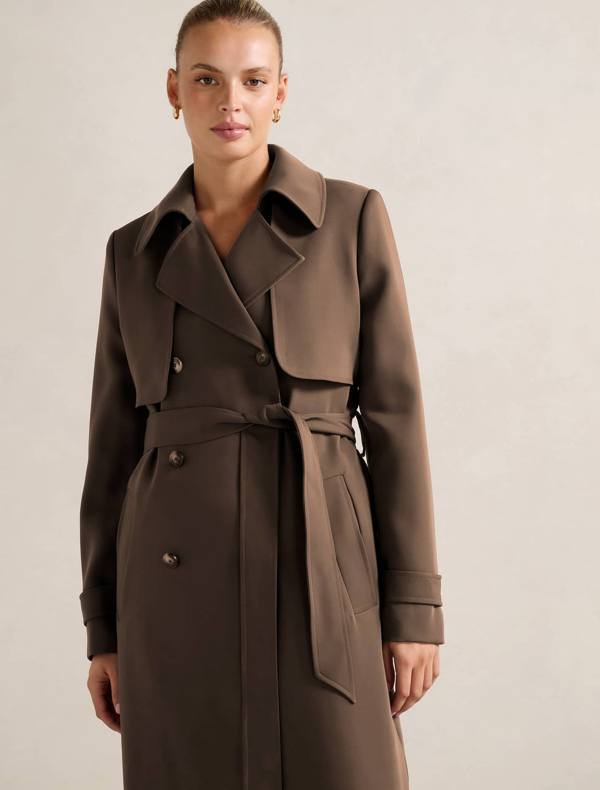 Delilah Soft Trench Coat Chocolate