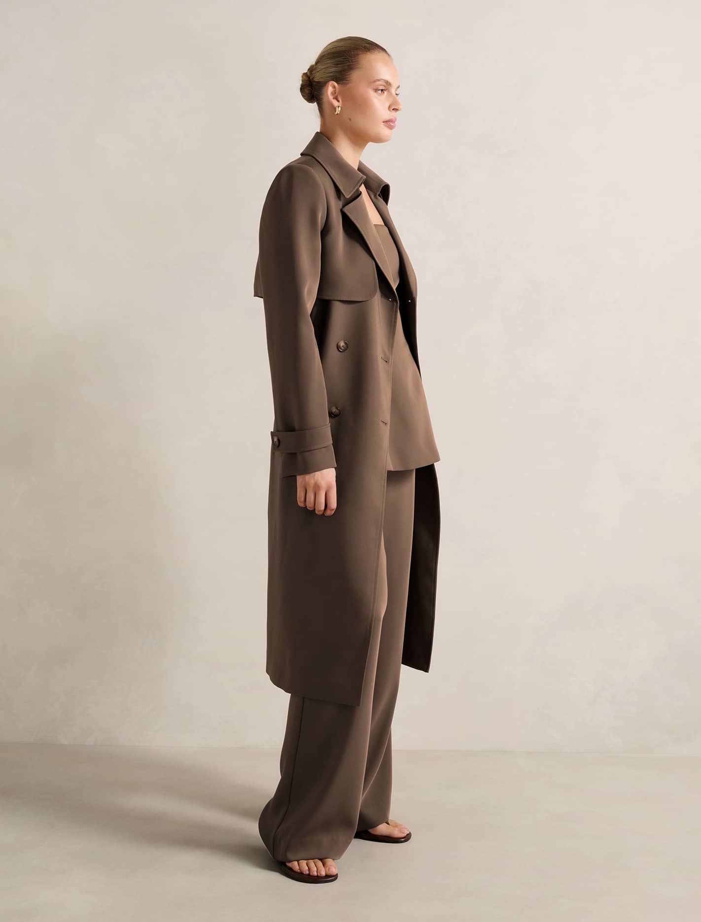 Delilah Soft Trench Coat Chocolate