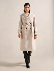 Cara Double Breasted Wrap Coat Mink Marle