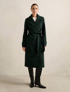 Cara Double Breasted Wrap Coat Dark Green