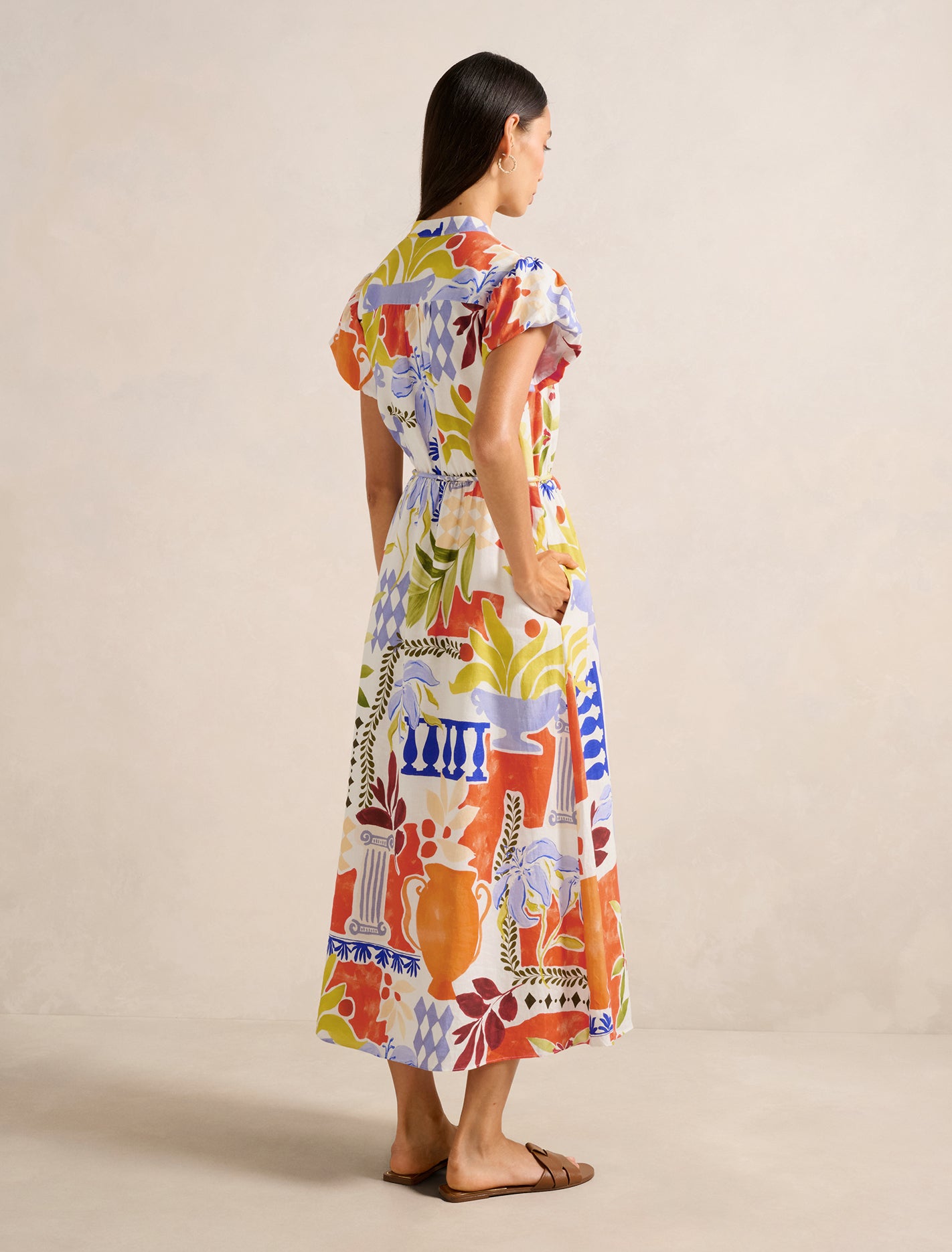 Posie Puff Sleeve Midi Dress Rhodes Collage