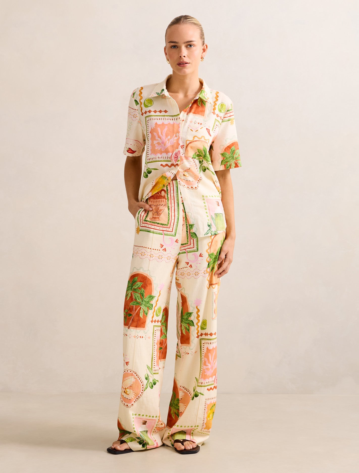Ola Linen Wide Leg Pants Almada Co-ord