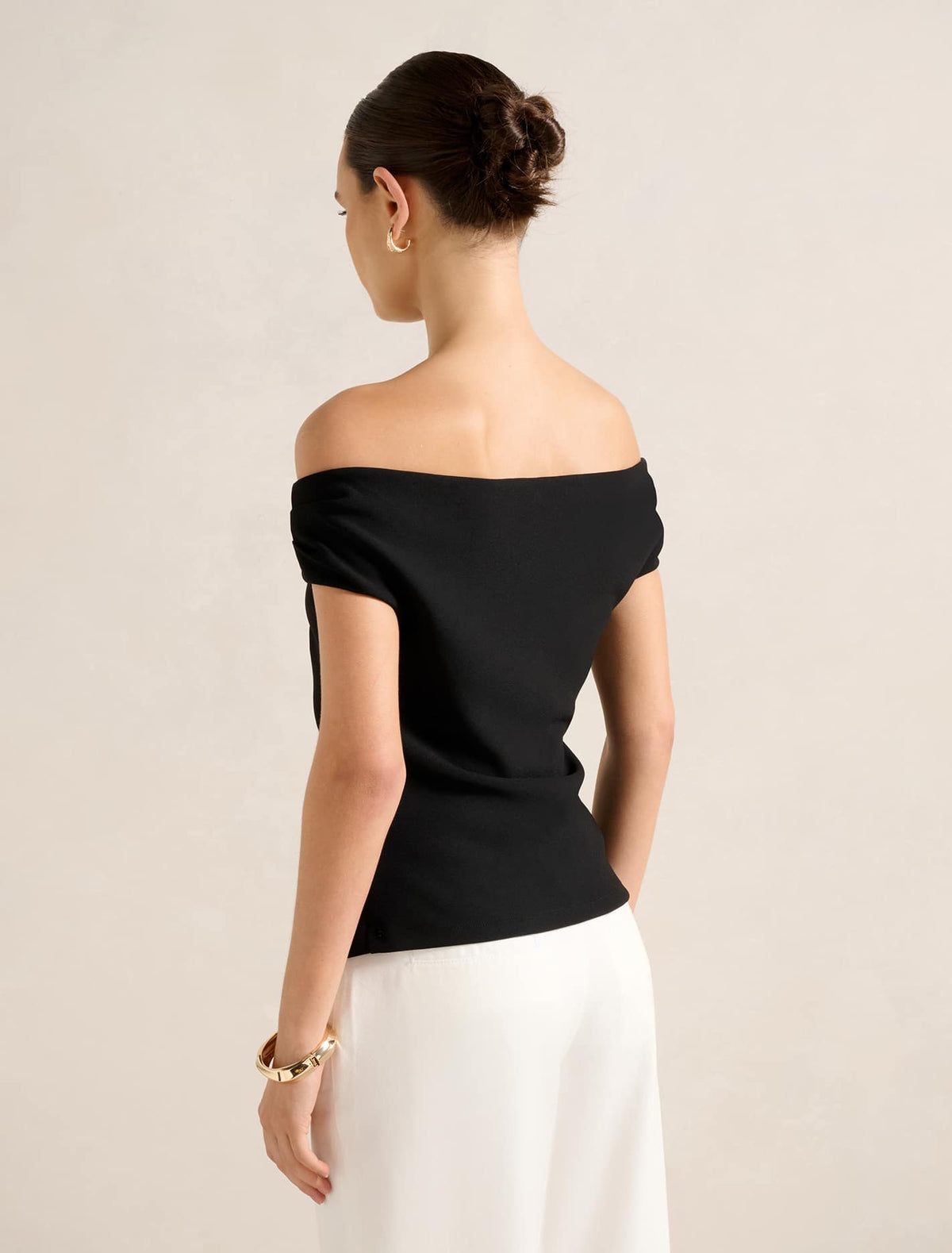 Somer Crepe Bardot Top Black