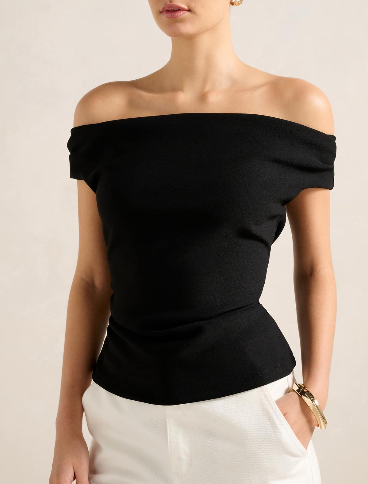 Somer Crepe Bardot Top Black