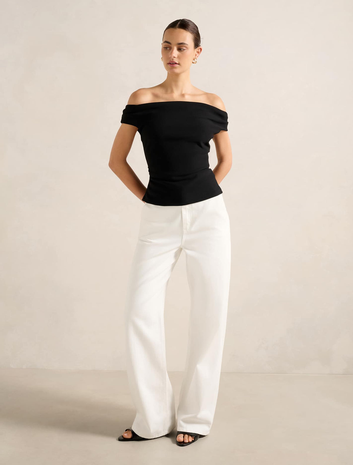 Somer Crepe Bardot Top Black