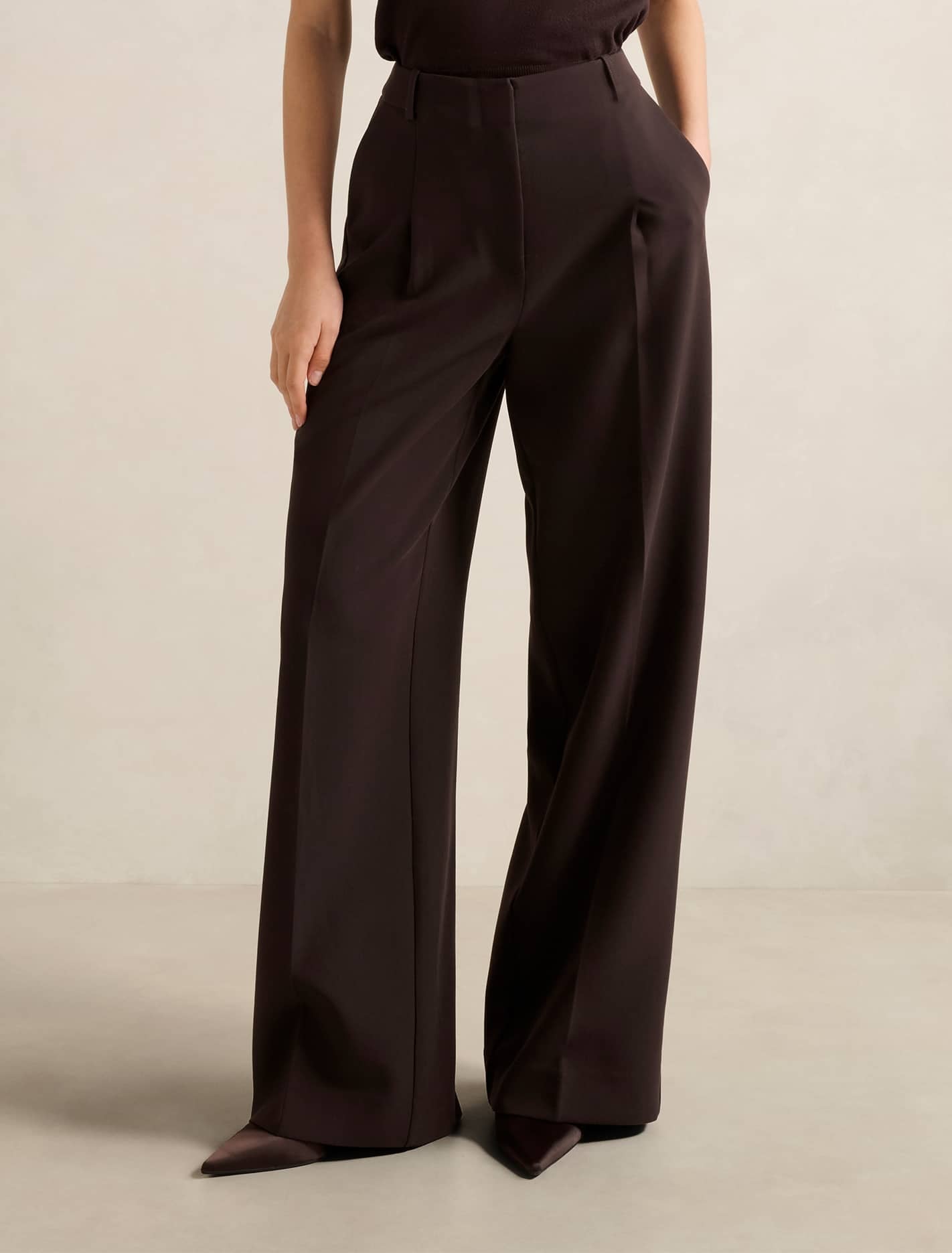 Briony Wide-Leg Pants Chocolate Set