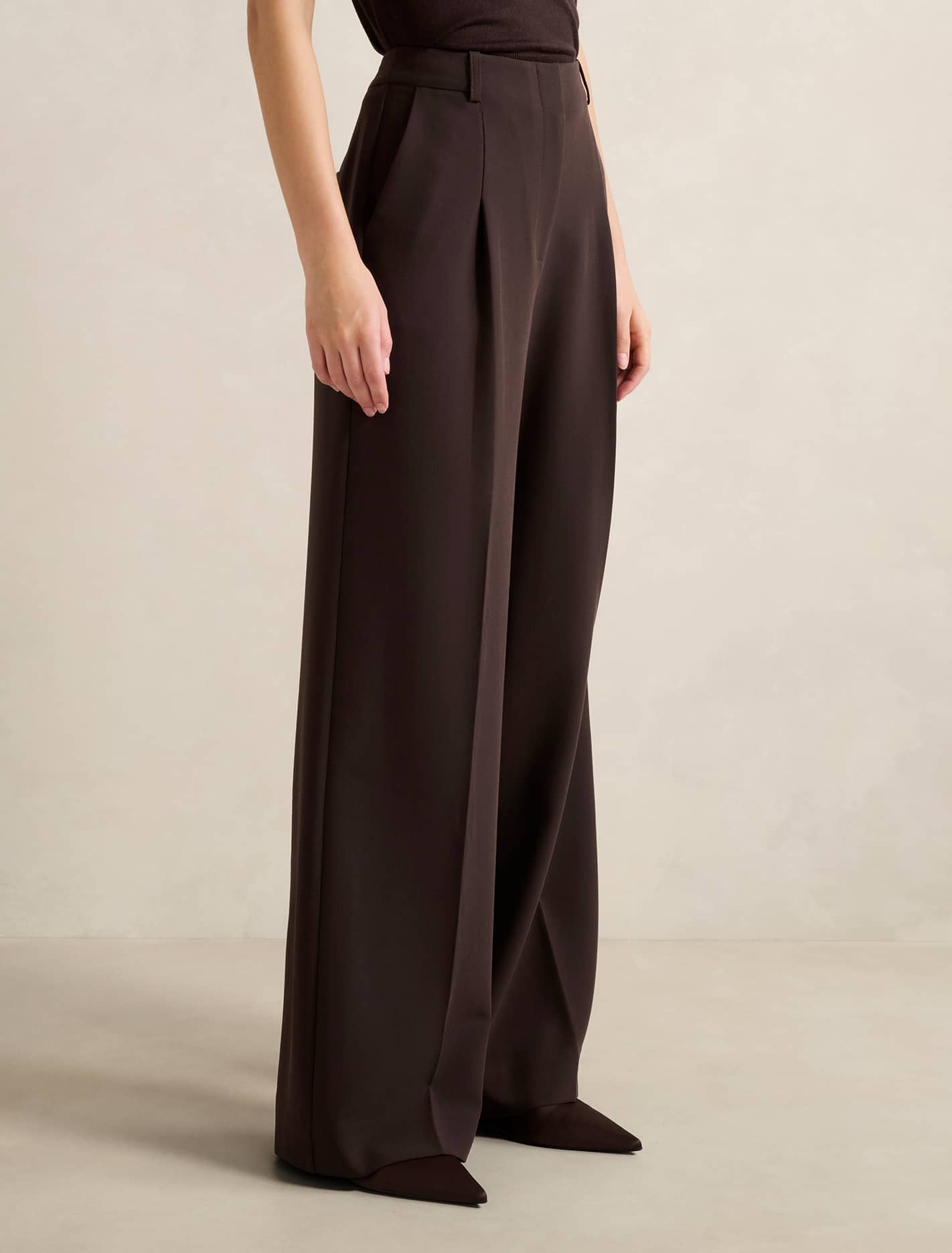 Briony Wide-Leg Pants Chocolate Set