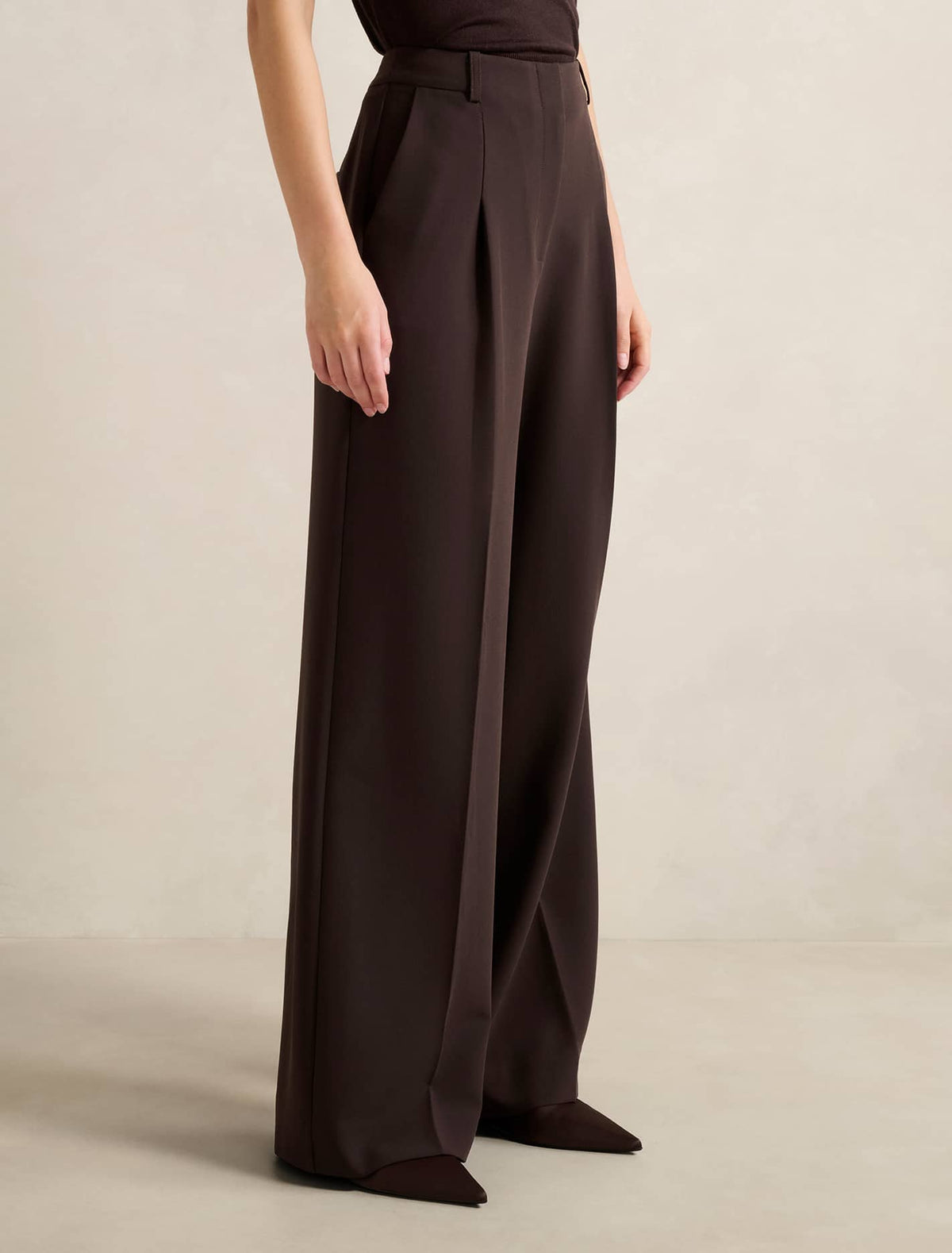 Briony Wide-Leg Pants Chocolate Set