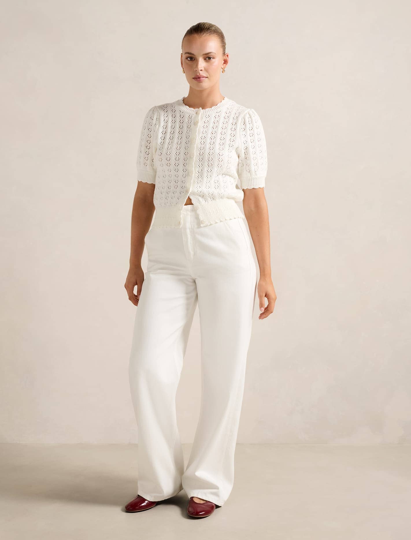 Bianca Stitch Detail Knit Top Cream