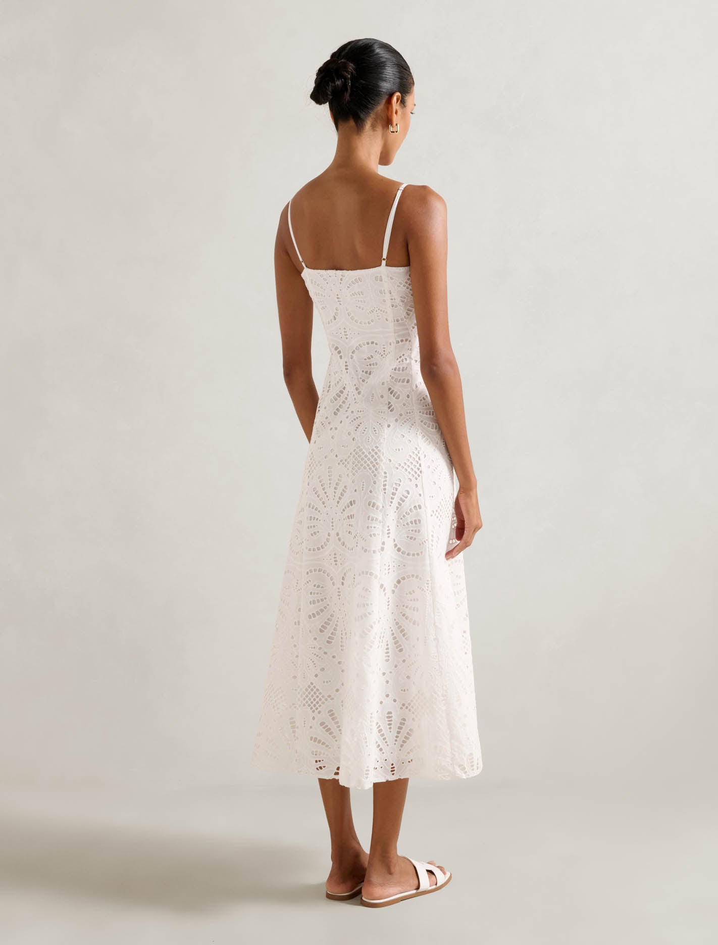 Molly Petite Embroidered Midi Dress Porcelain