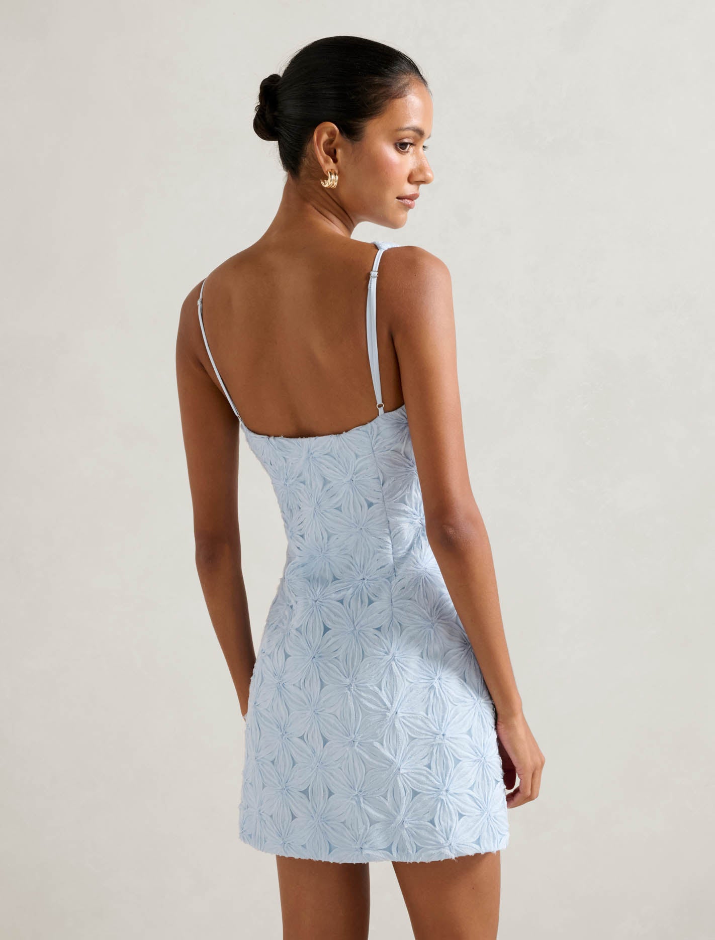 Finlay Petite Floral Mini Dress Ice Water Blue