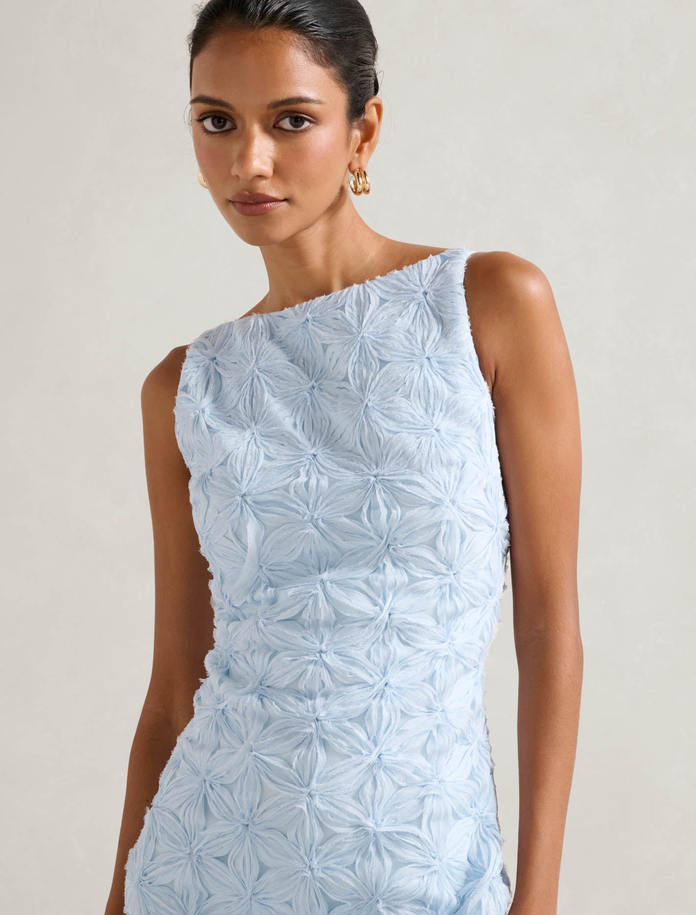 Finlay Petite Floral Mini Dress Ice Water Blue