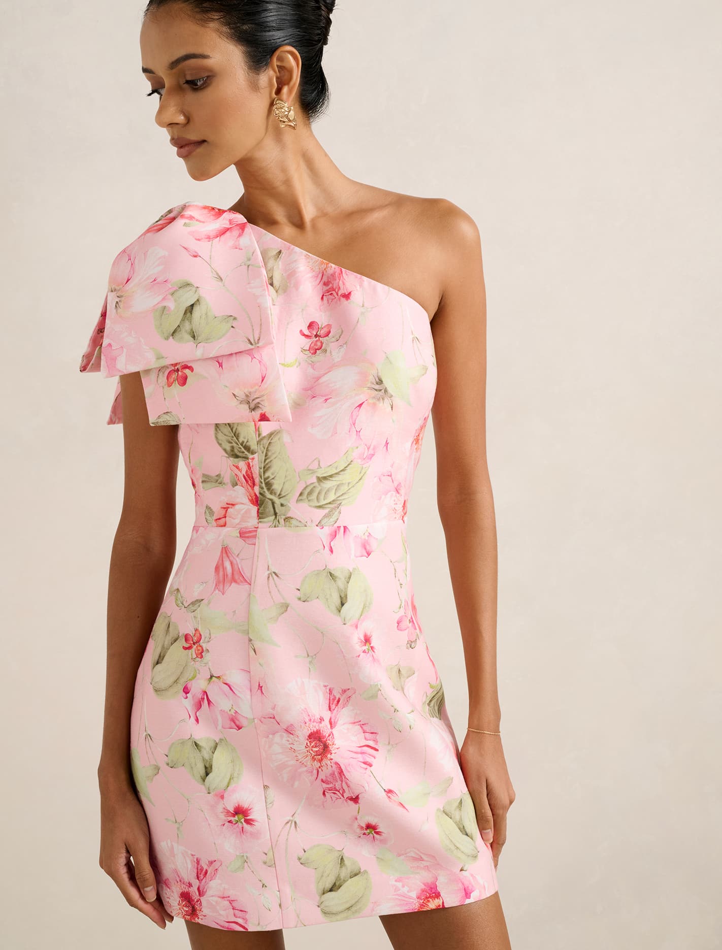 Darcy Petite One Shoulder Mini Coral Layla Botanic