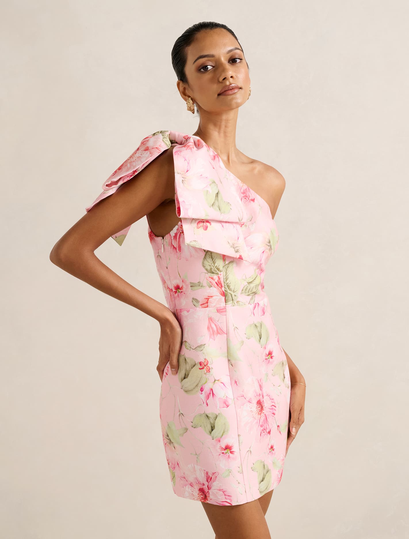 Darcy Petite One Shoulder Mini Coral Layla Botanic