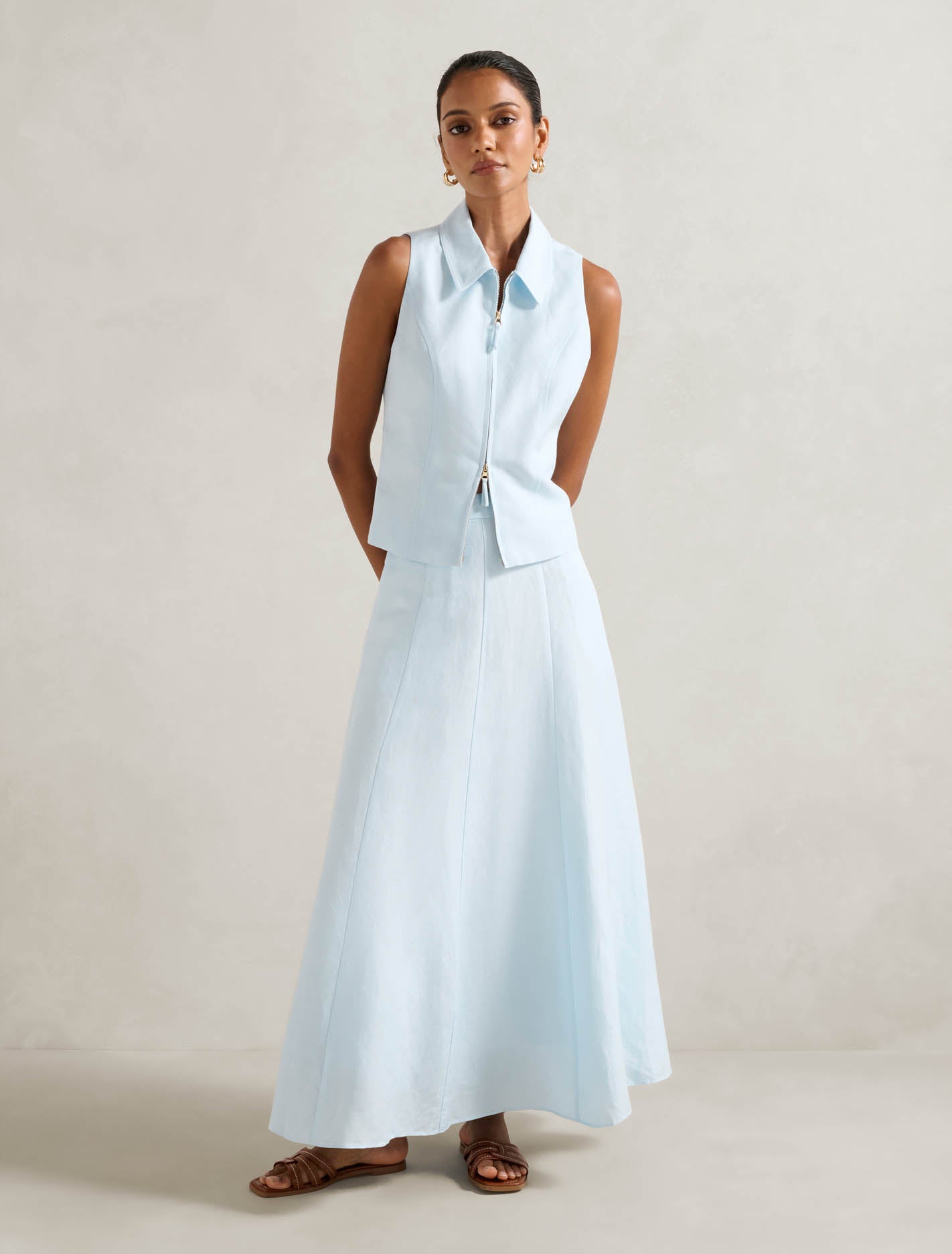 Georgina Petite Godet Skirt Ice Water Co-ord