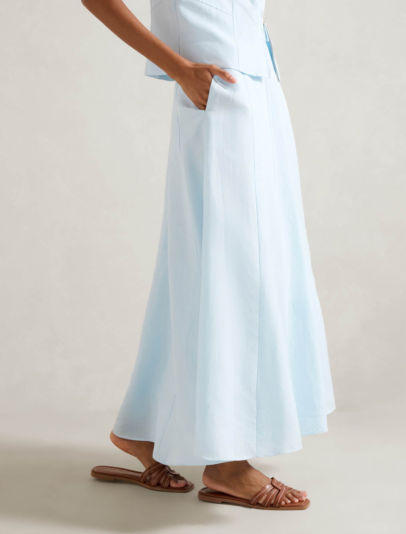 Georgina Petite Godet Skirt Ice Water Co-ord