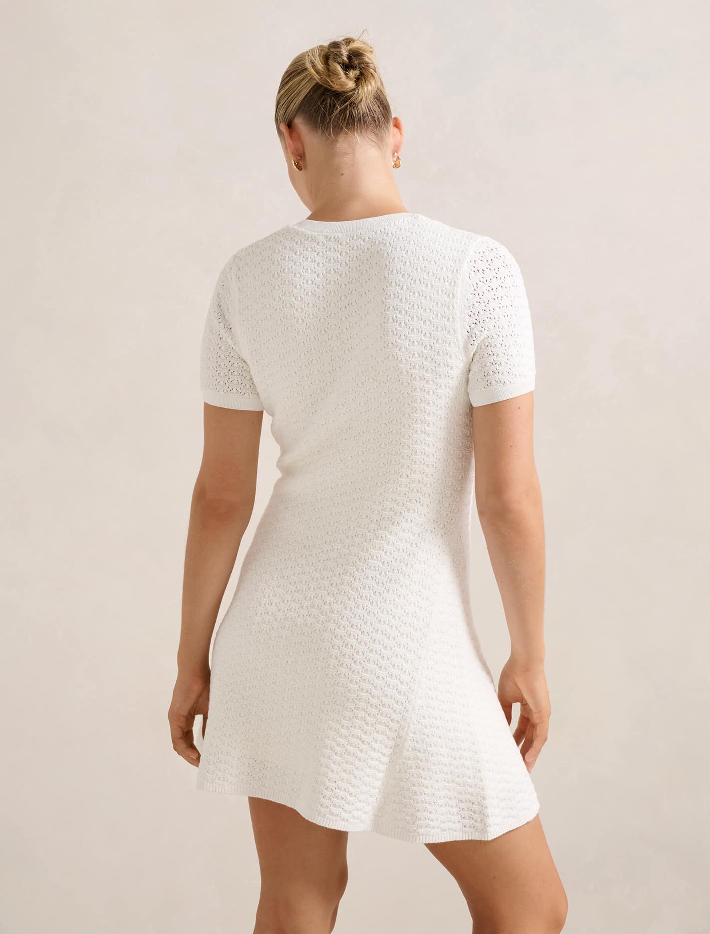 Rosa Stitch Interest Knit Mini Dress Porcelain